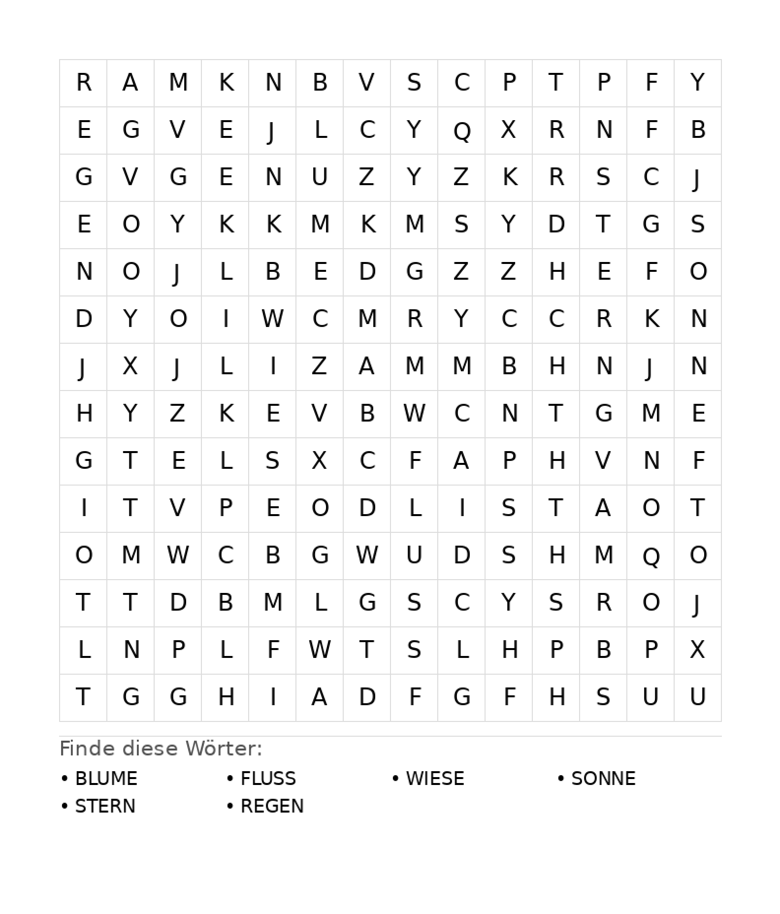 Wortsuchrätsel Wortsuchrätsel: Natur für Teenager aus der Kategorie Wortsuchrätsel - kostenlos ausdrucken