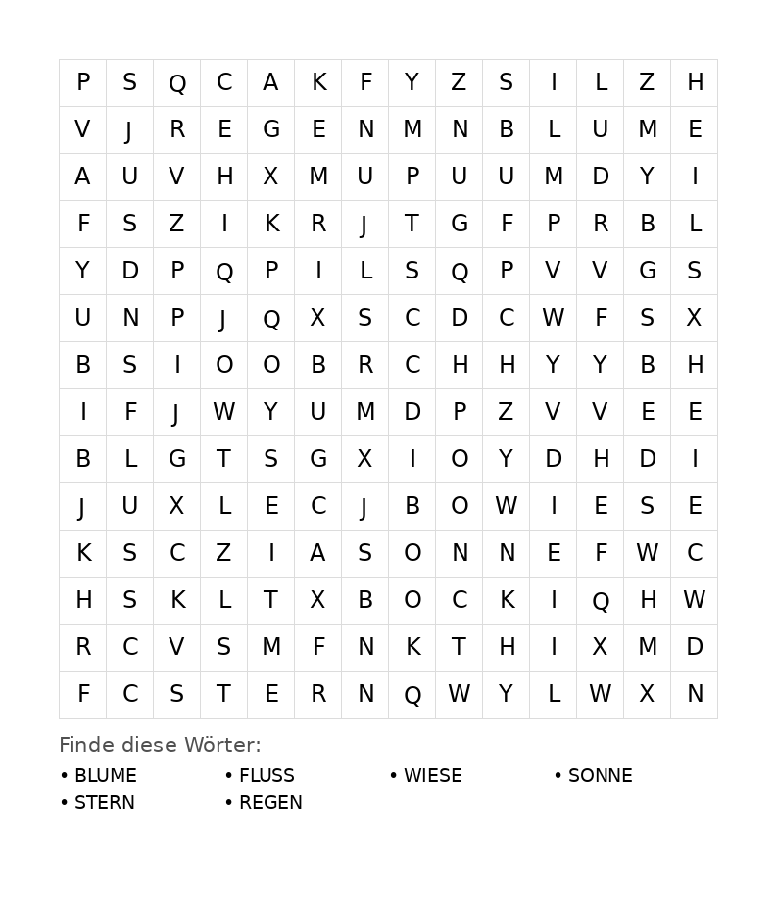 Wortsuchrätsel Wortsuchrätsel: Natur für Teenager aus der Kategorie Wortsuchrätsel - kostenlos ausdrucken