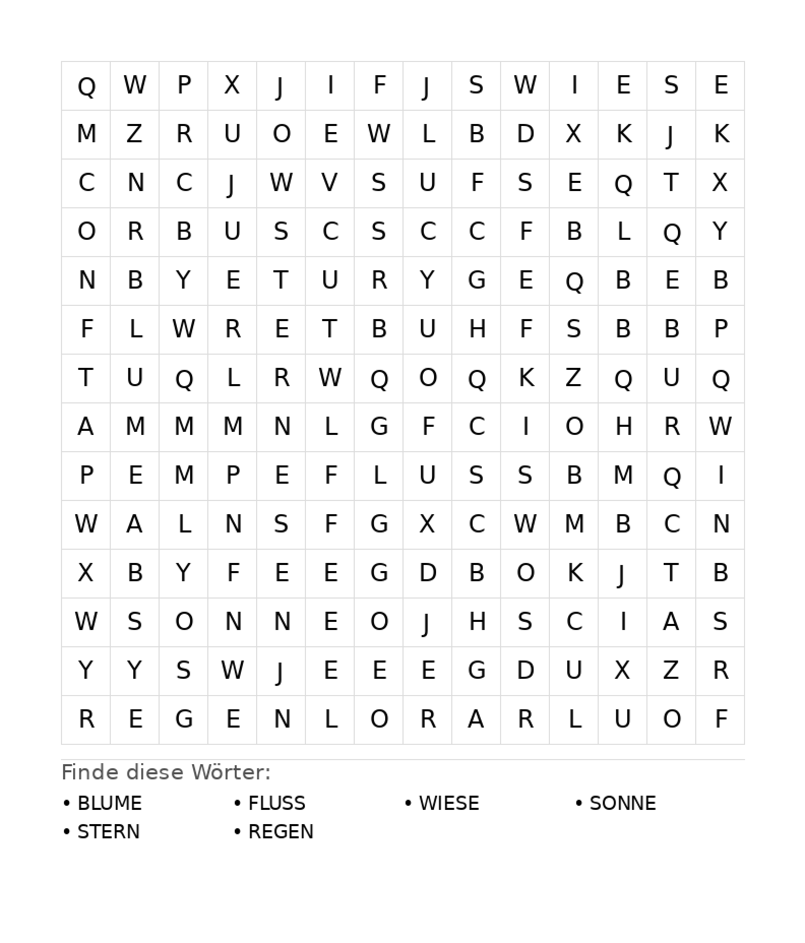 Wortsuchrätsel Wortsuchrätsel: Natur für Teenager aus der Kategorie Wortsuchrätsel - kostenlos ausdrucken