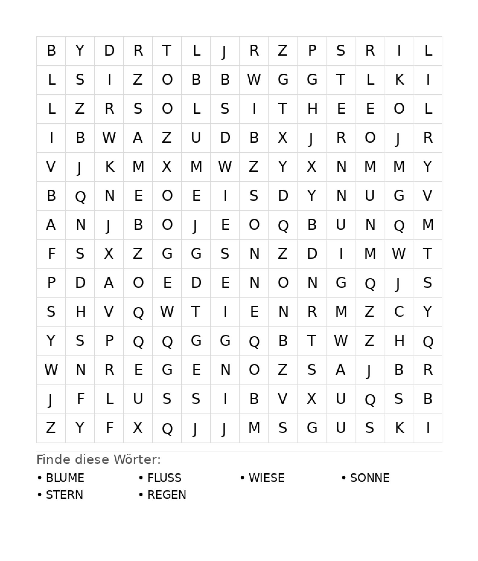 Wortsuchrätsel Wortsuchrätsel: Natur für Teenager aus der Kategorie Wortsuchrätsel - kostenlos ausdrucken