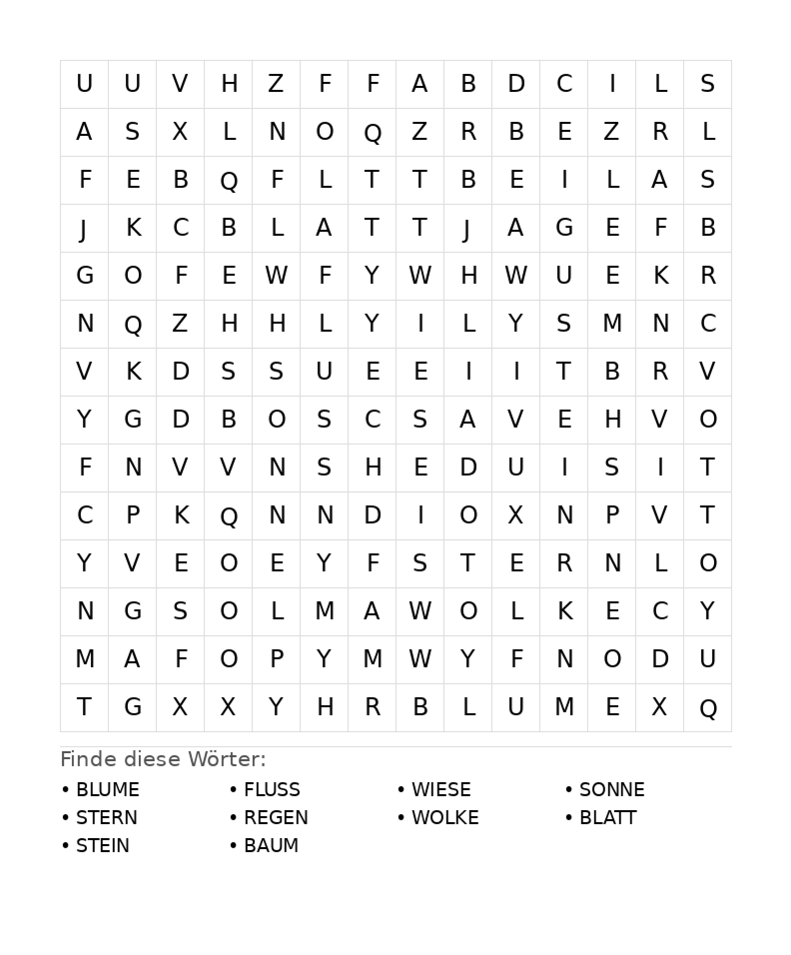 Wortsuchrätsel Wortsuchrätsel: Natur für Teenager aus der Kategorie Wortsuchrätsel - kostenlos ausdrucken