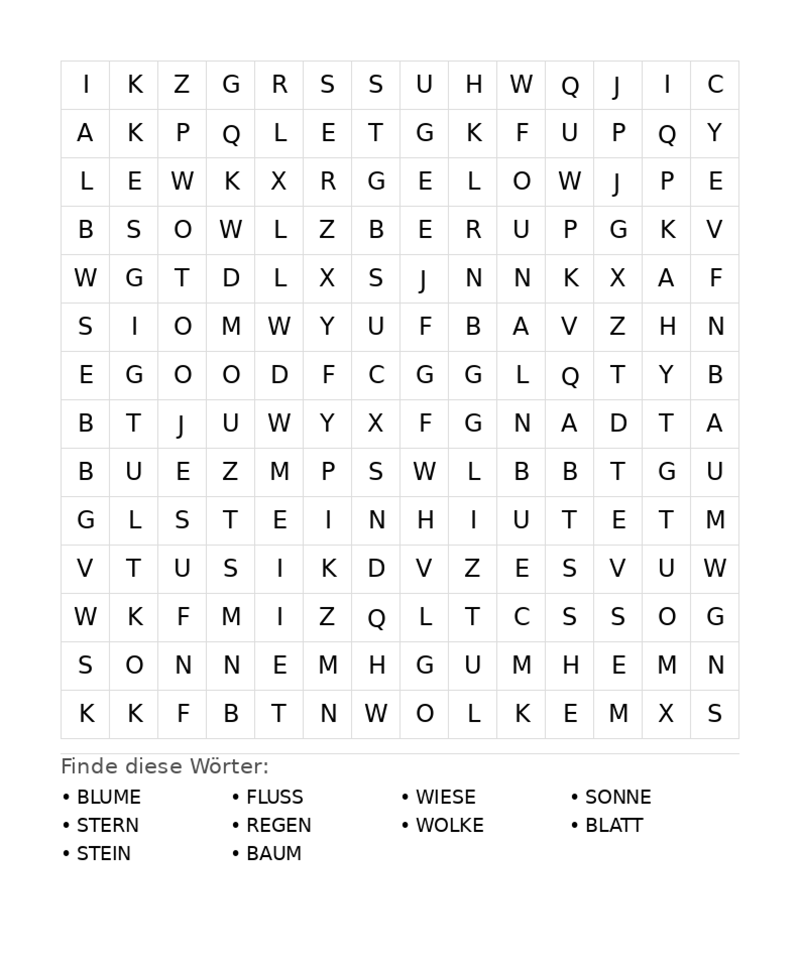 Wortsuchrätsel Wortsuchrätsel: Natur für Teenager aus der Kategorie Wortsuchrätsel - kostenlos ausdrucken