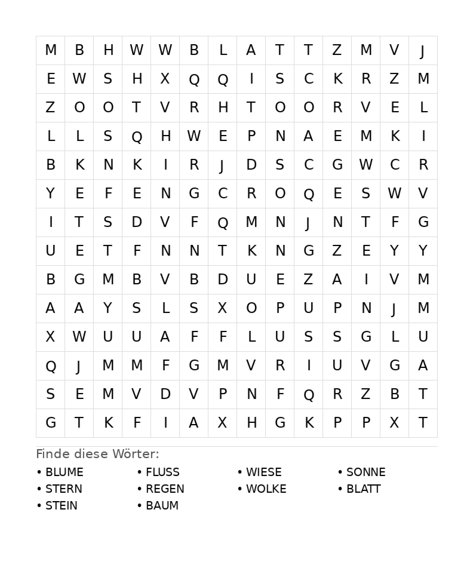 Wortsuchrätsel Wortsuchrätsel: Natur für Teenager aus der Kategorie Wortsuchrätsel - kostenlos ausdrucken