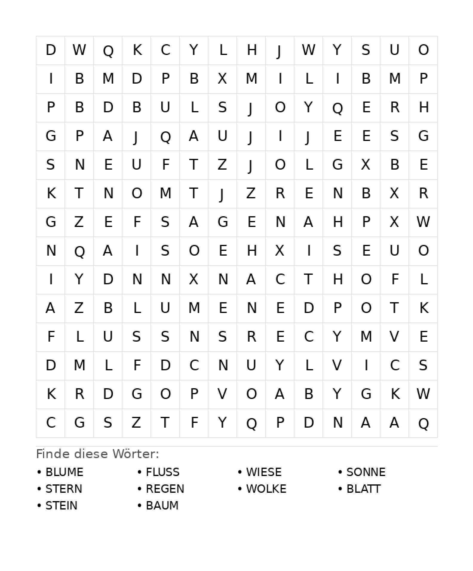 Wortsuchrätsel Wortsuchrätsel: Natur für Teenager aus der Kategorie Wortsuchrätsel - kostenlos ausdrucken