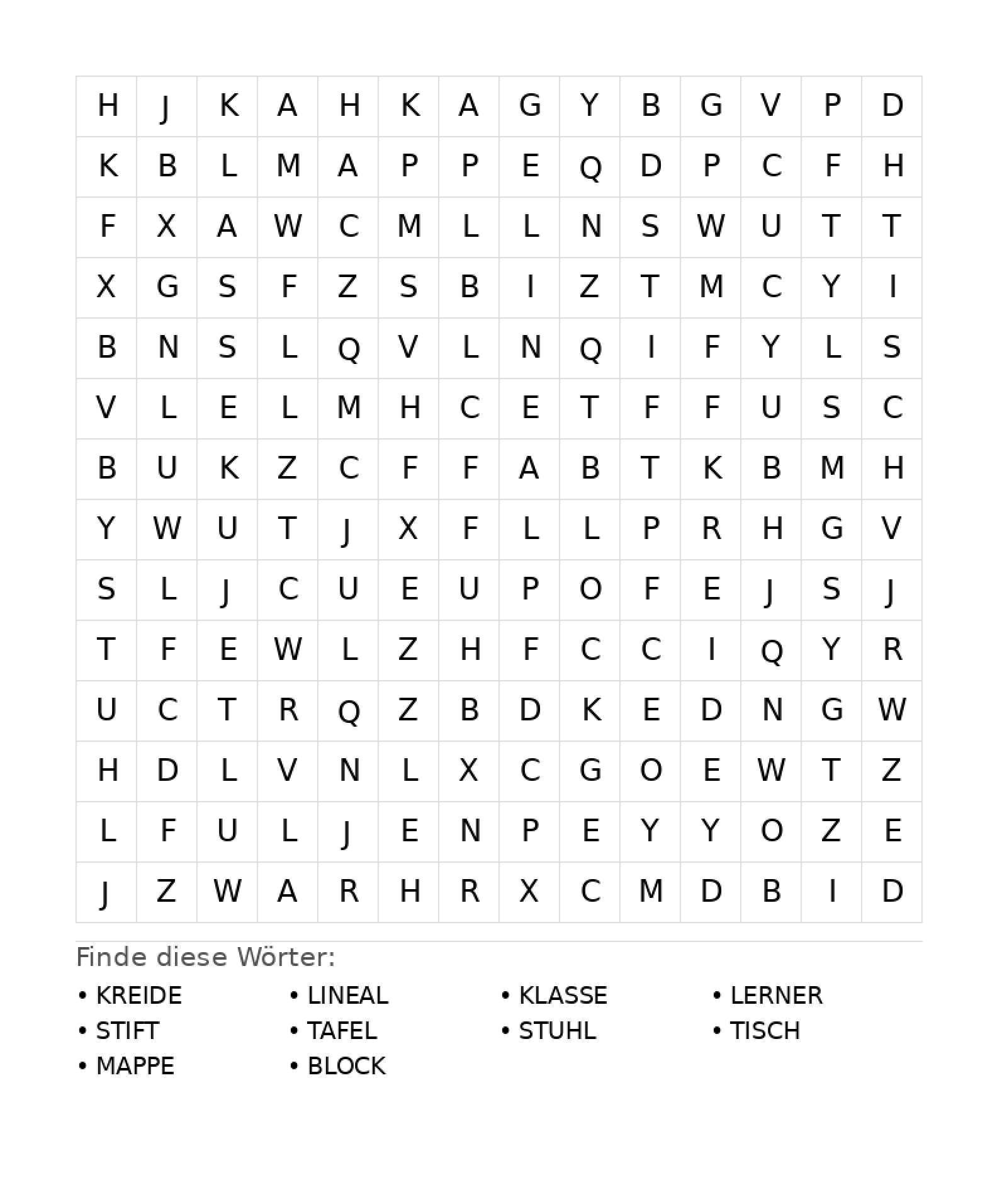 Wortsuchrätsel Wortsuchrätsel: Schule für Teenager aus der Kategorie Wortsuchrätsel - kostenlos ausdrucken