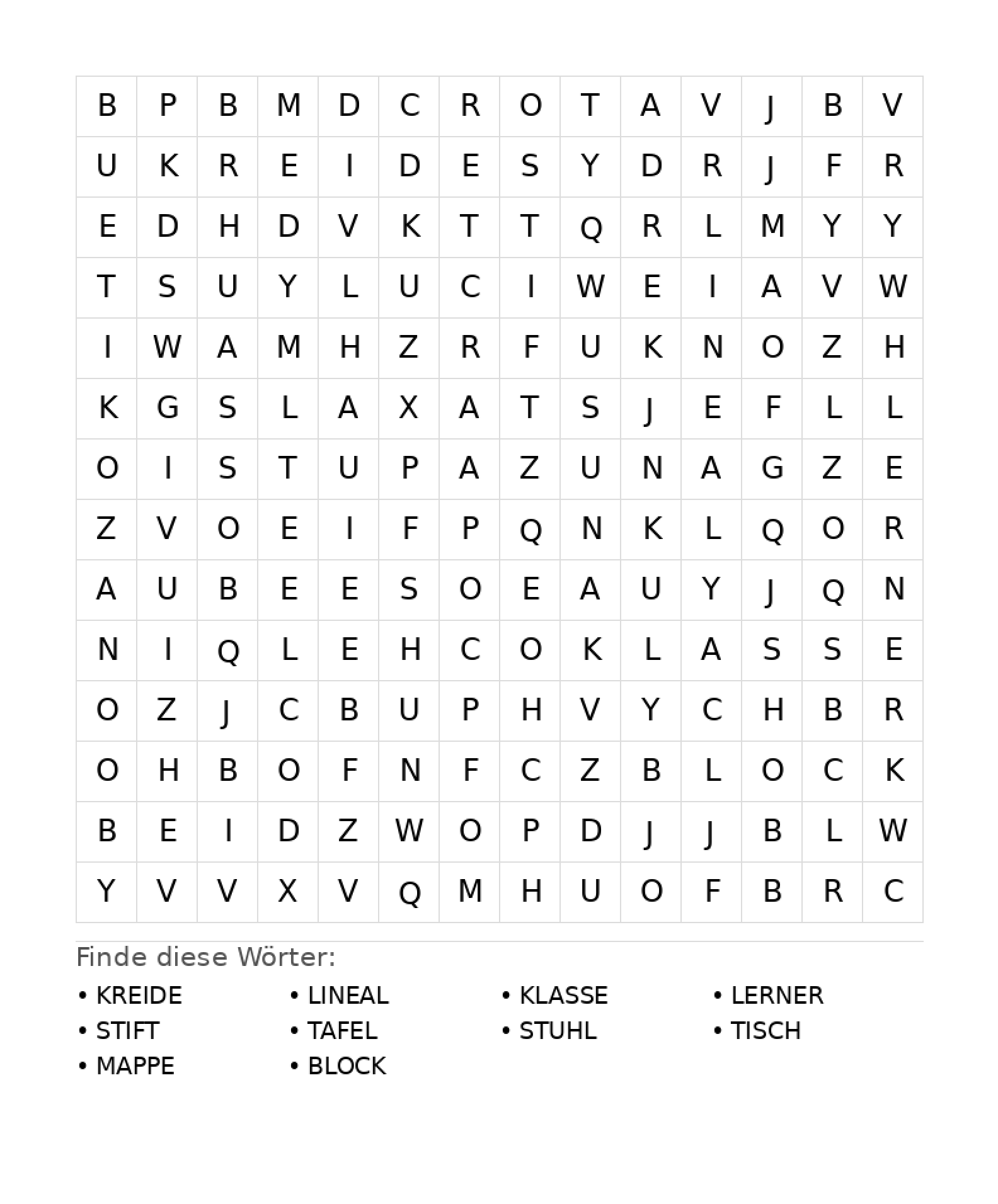 Wortsuchrätsel Wortsuchrätsel: Schule für Teenager aus der Kategorie Wortsuchrätsel - kostenlos ausdrucken