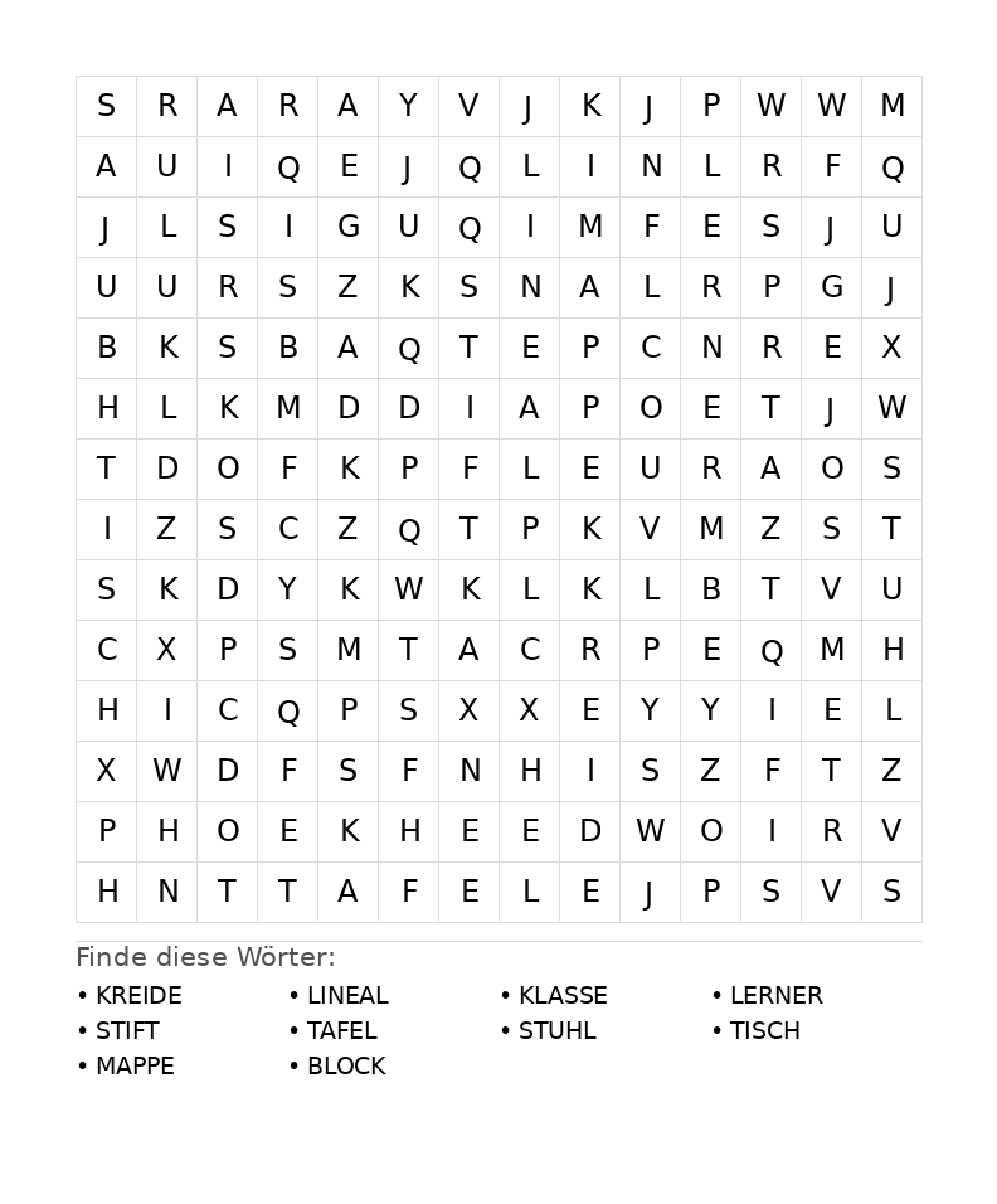 Wortsuchrätsel Wortsuchrätsel: Schule für Teenager aus der Kategorie Wortsuchrätsel - kostenlos ausdrucken