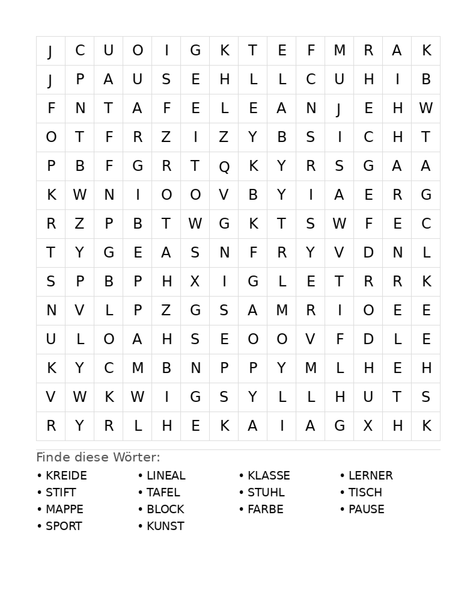 Wortsuchrätsel Wortsuchrätsel: Schule für Teenager aus der Kategorie Wortsuchrätsel - kostenlos ausdrucken