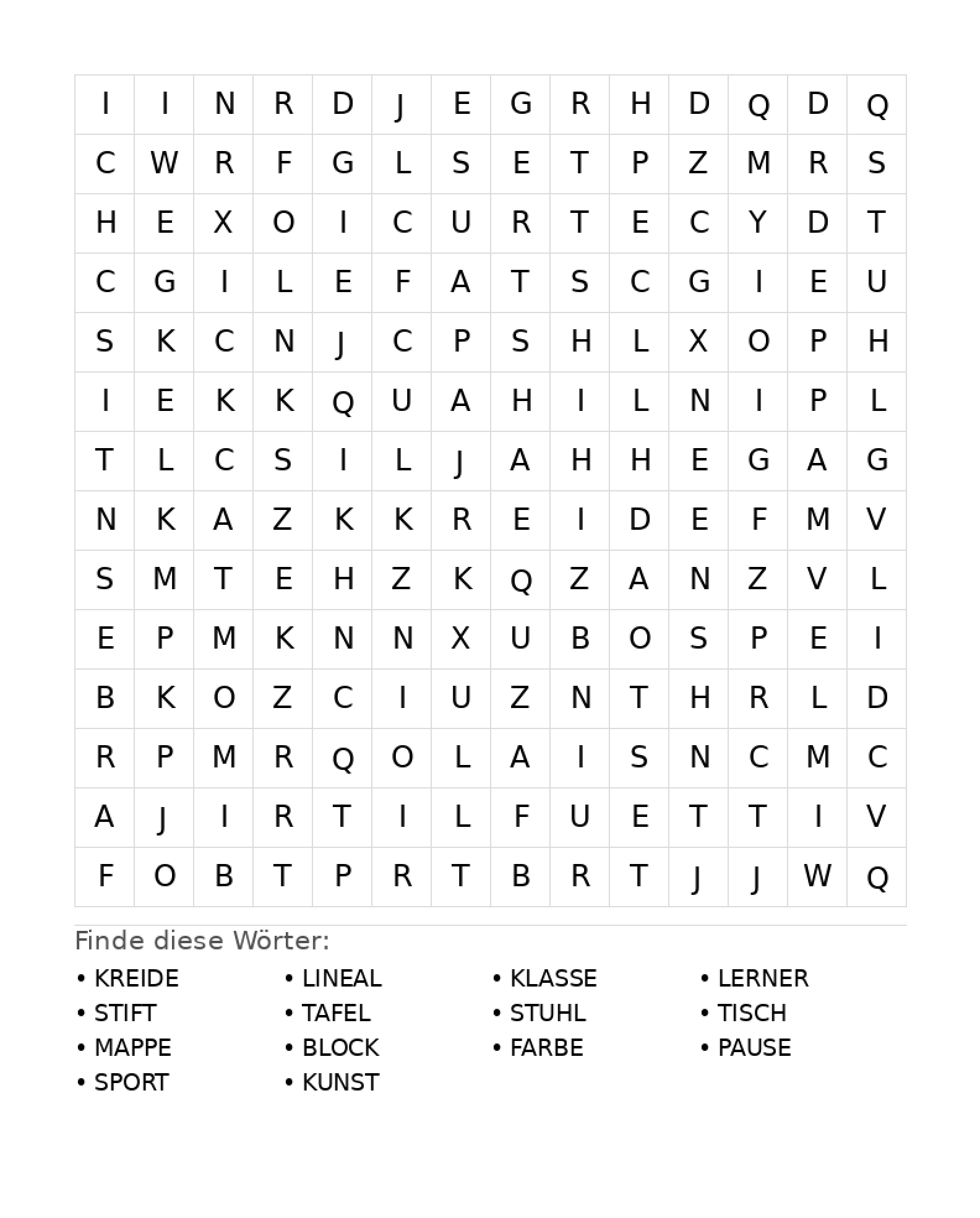 Wortsuchrätsel Wortsuchrätsel: Schule für Teenager aus der Kategorie Wortsuchrätsel - kostenlos ausdrucken