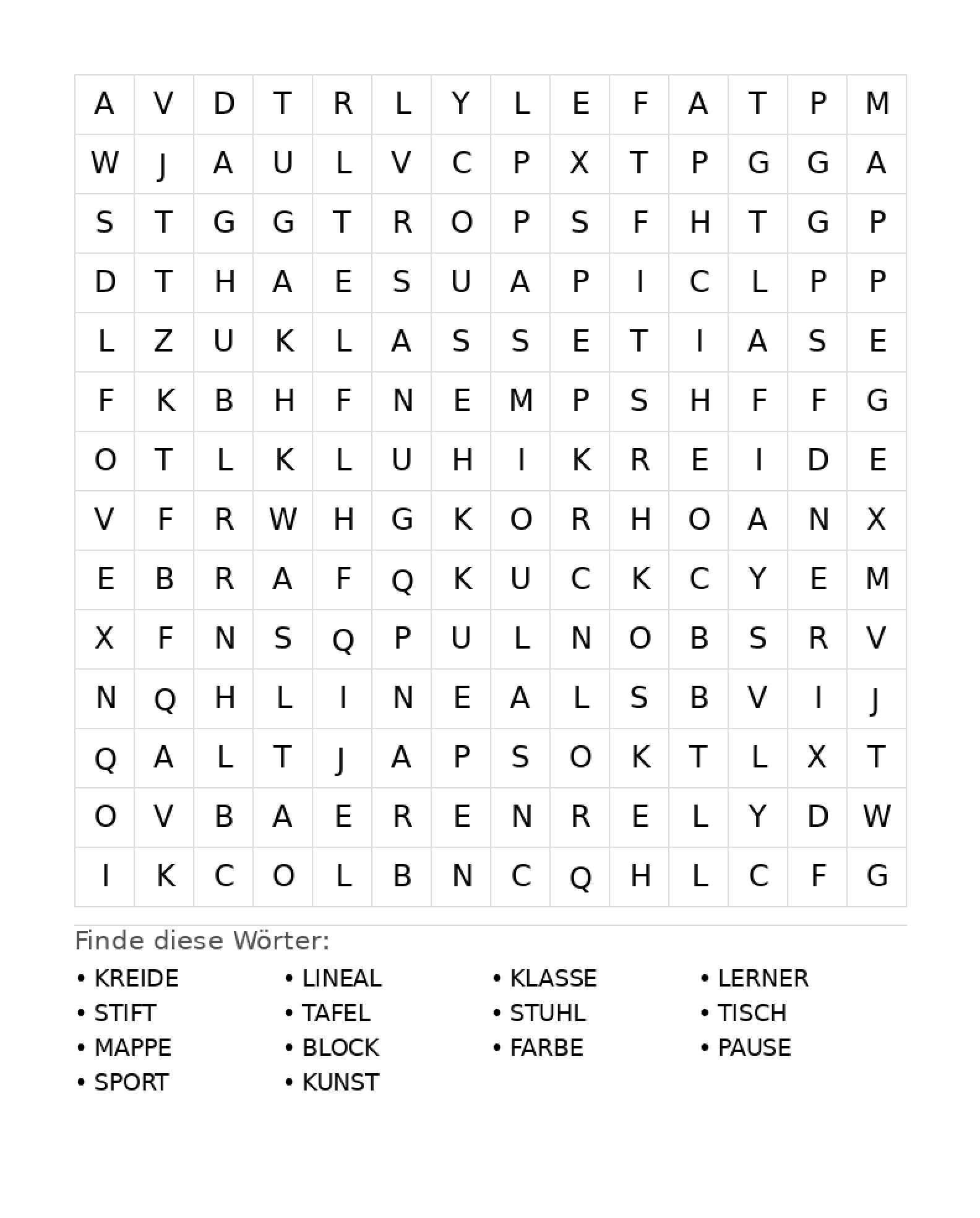 Wortsuchrätsel Wortsuchrätsel: Schule für Teenager aus der Kategorie Wortsuchrätsel - kostenlos ausdrucken