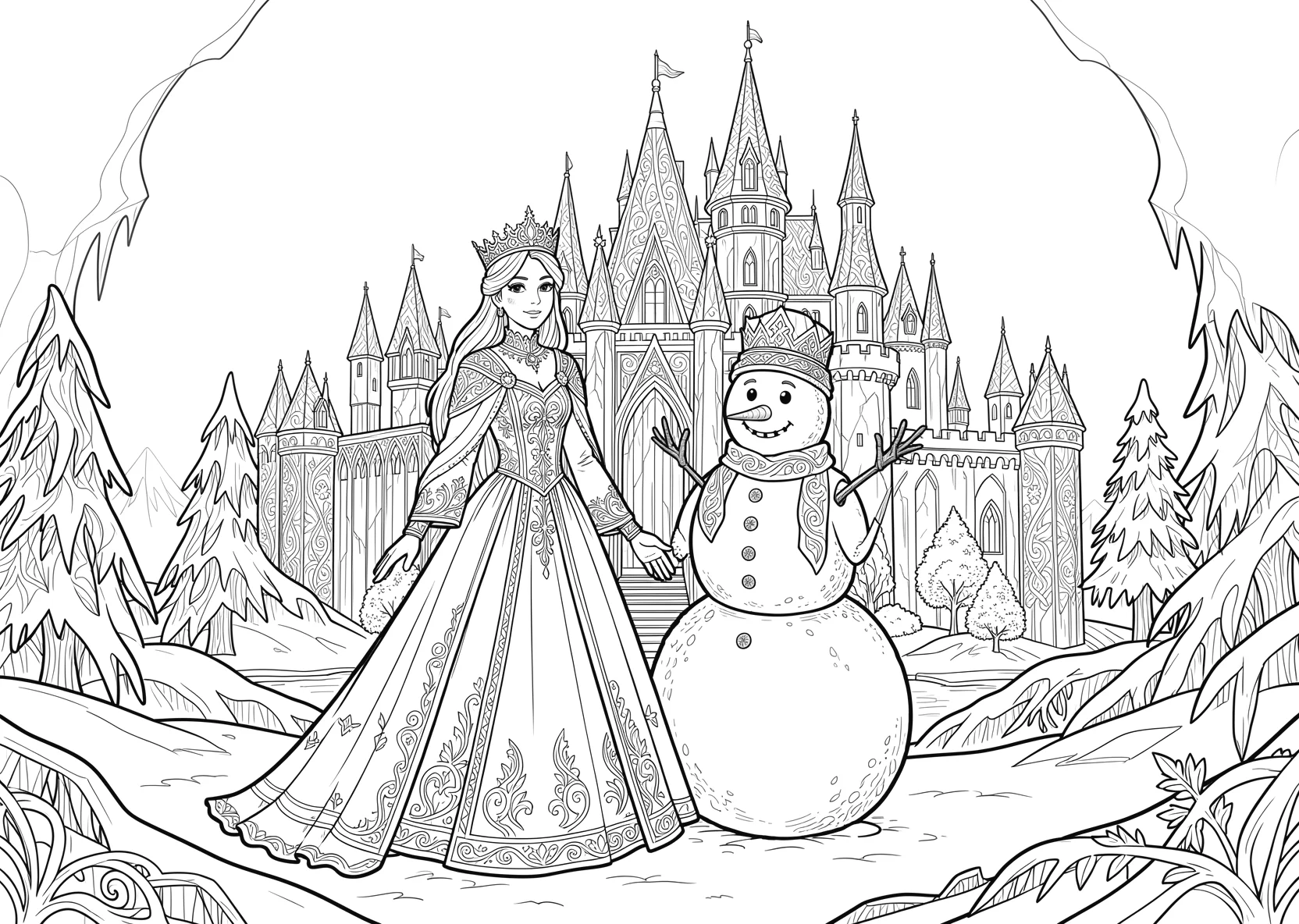 Ausmalbild Eisprinzessin - Ausmalbild aus der Kategorie Maerchen - kostenlos ausdrucken
