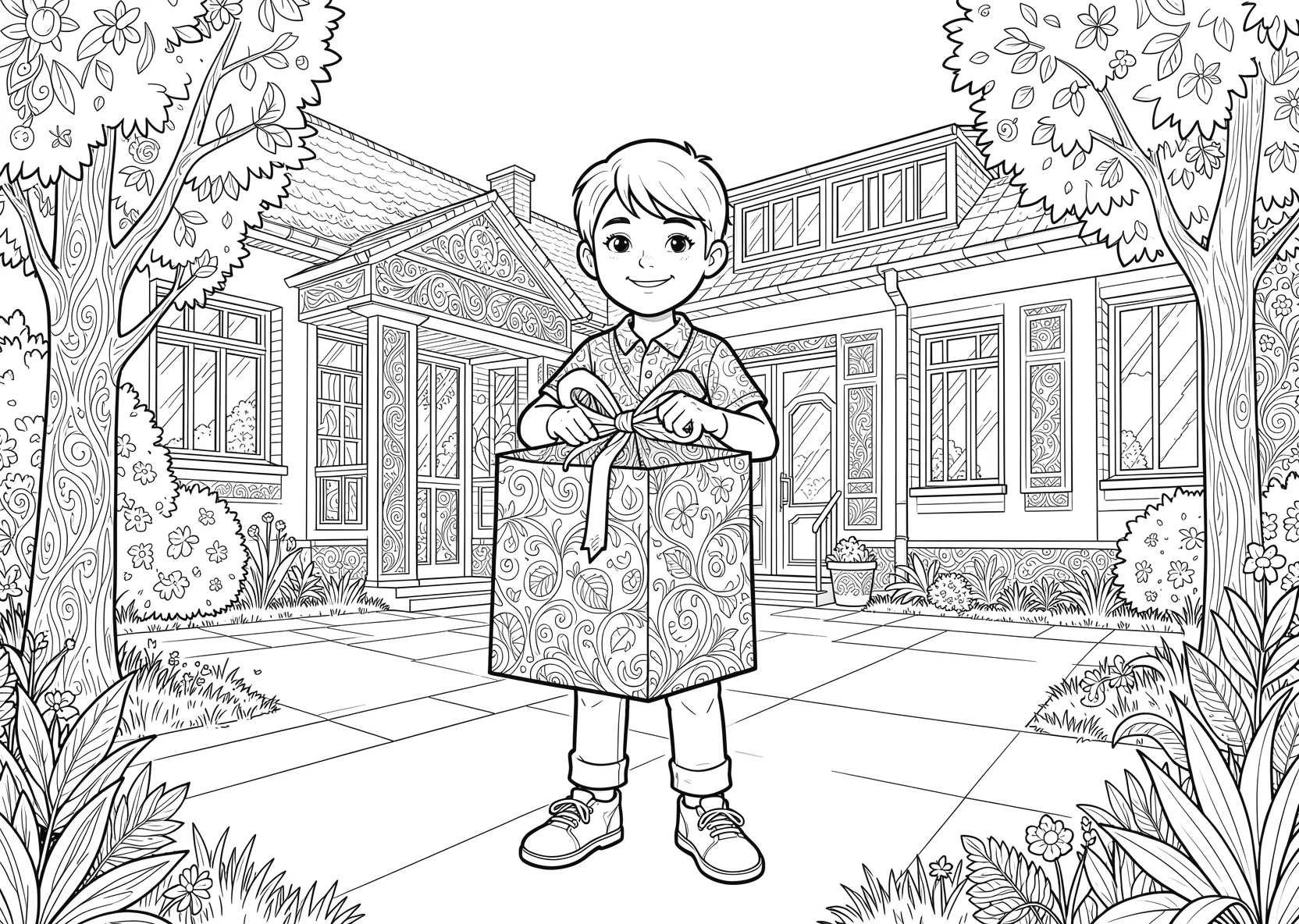 Ausmalbild Schulanfänger zeigt stolz seine große Schultüte - Ausmalbild aus der Kategorie Berufe - kostenlos ausdrucken