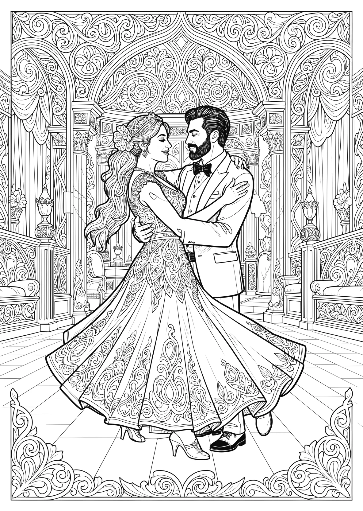 Ausmalbild Tango leidenschaftlich - Ausmalbild aus der Kategorie Sonstiges - kostenlos ausdrucken