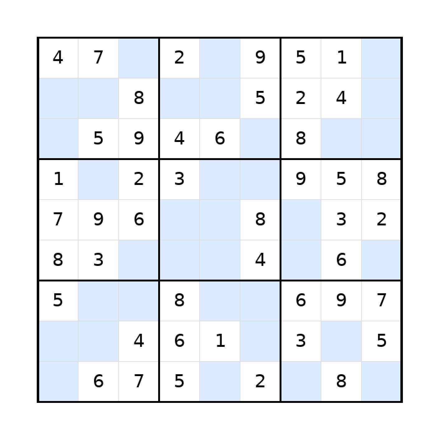 Sudoku-Rätsel Sudoku 9x9 (leicht) für Erwachsene aus der Kategorie Sudoku - kostenlos ausdrucken