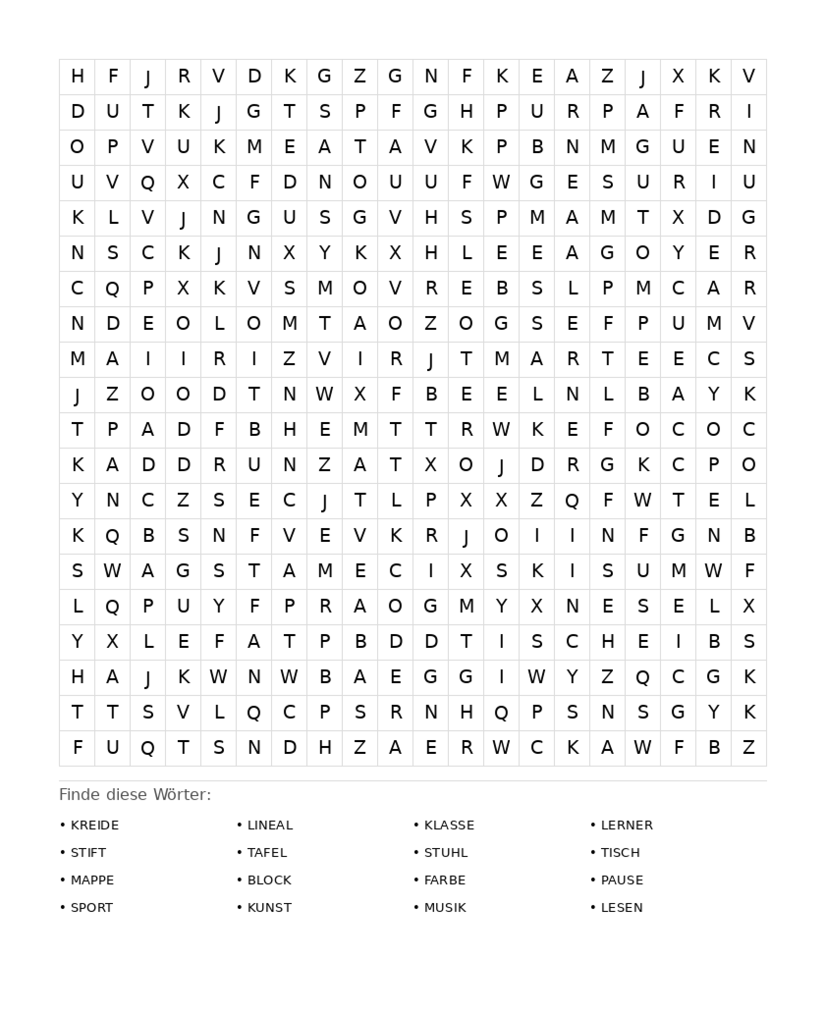 Wortsuchrätsel Wortsuchrätsel: Schule für Erwachsene aus der Kategorie Wortsuchrätsel - kostenlos ausdrucken
