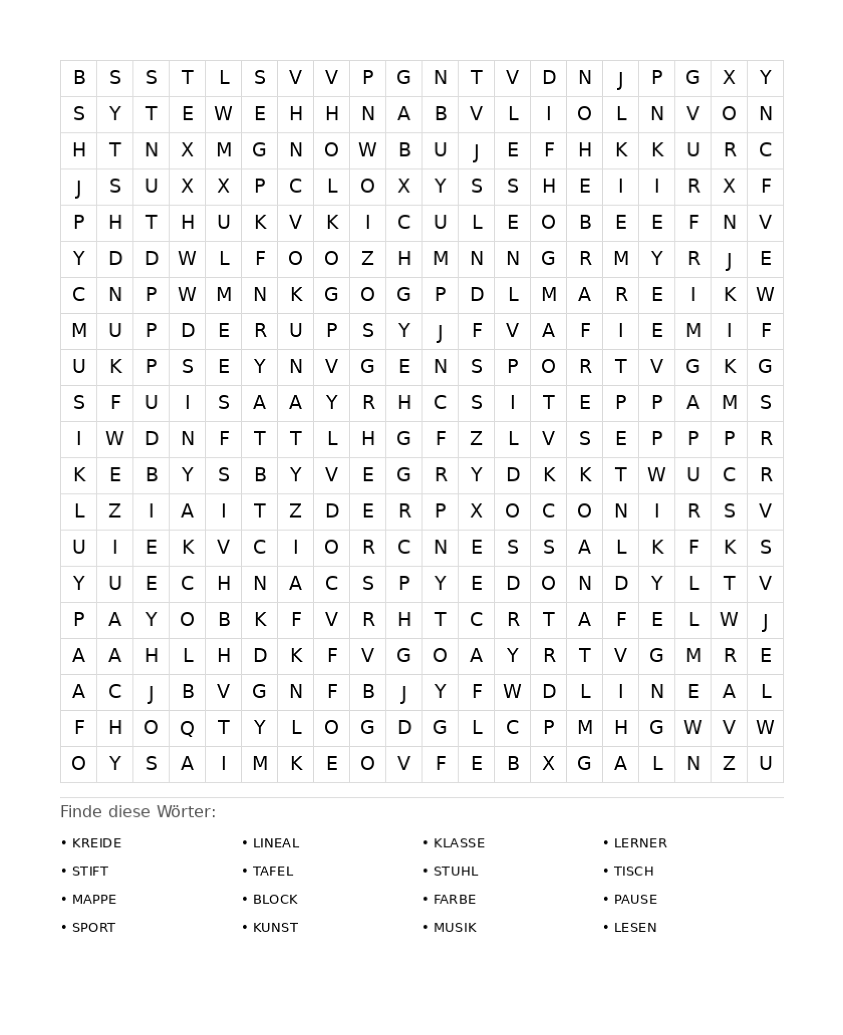 Wortsuchrätsel Wortsuchrätsel: Schule für Erwachsene aus der Kategorie Wortsuchrätsel - kostenlos ausdrucken