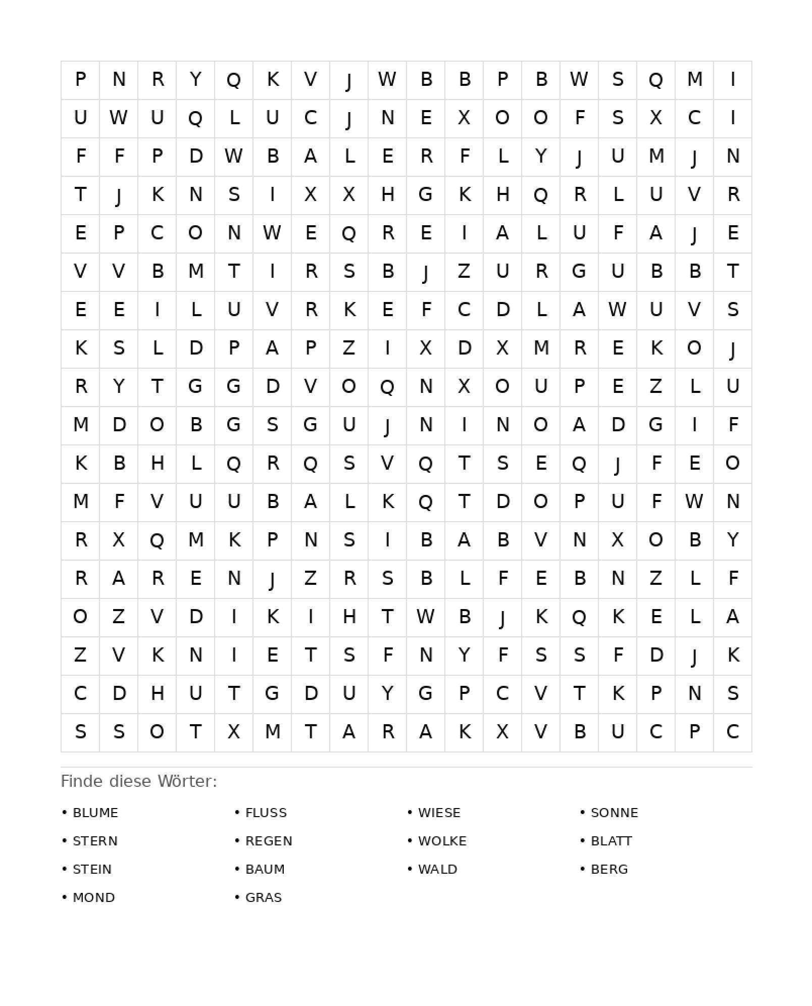Wortsuchrätsel Wortsuchrätsel: Natur für Erwachsene aus der Kategorie Wortsuchrätsel - kostenlos ausdrucken