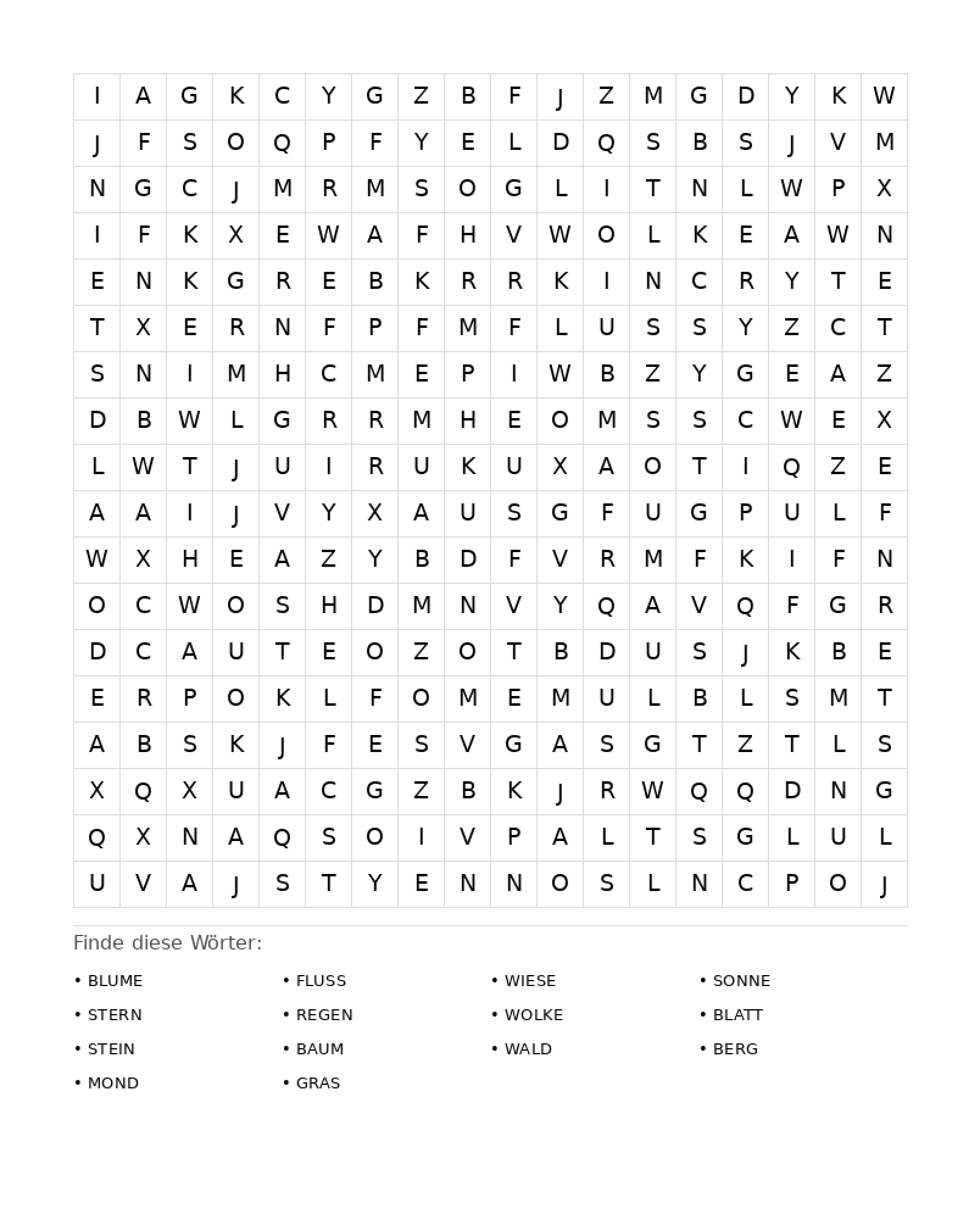 Wortsuchrätsel Wortsuchrätsel: Natur für Erwachsene aus der Kategorie Wortsuchrätsel - kostenlos ausdrucken