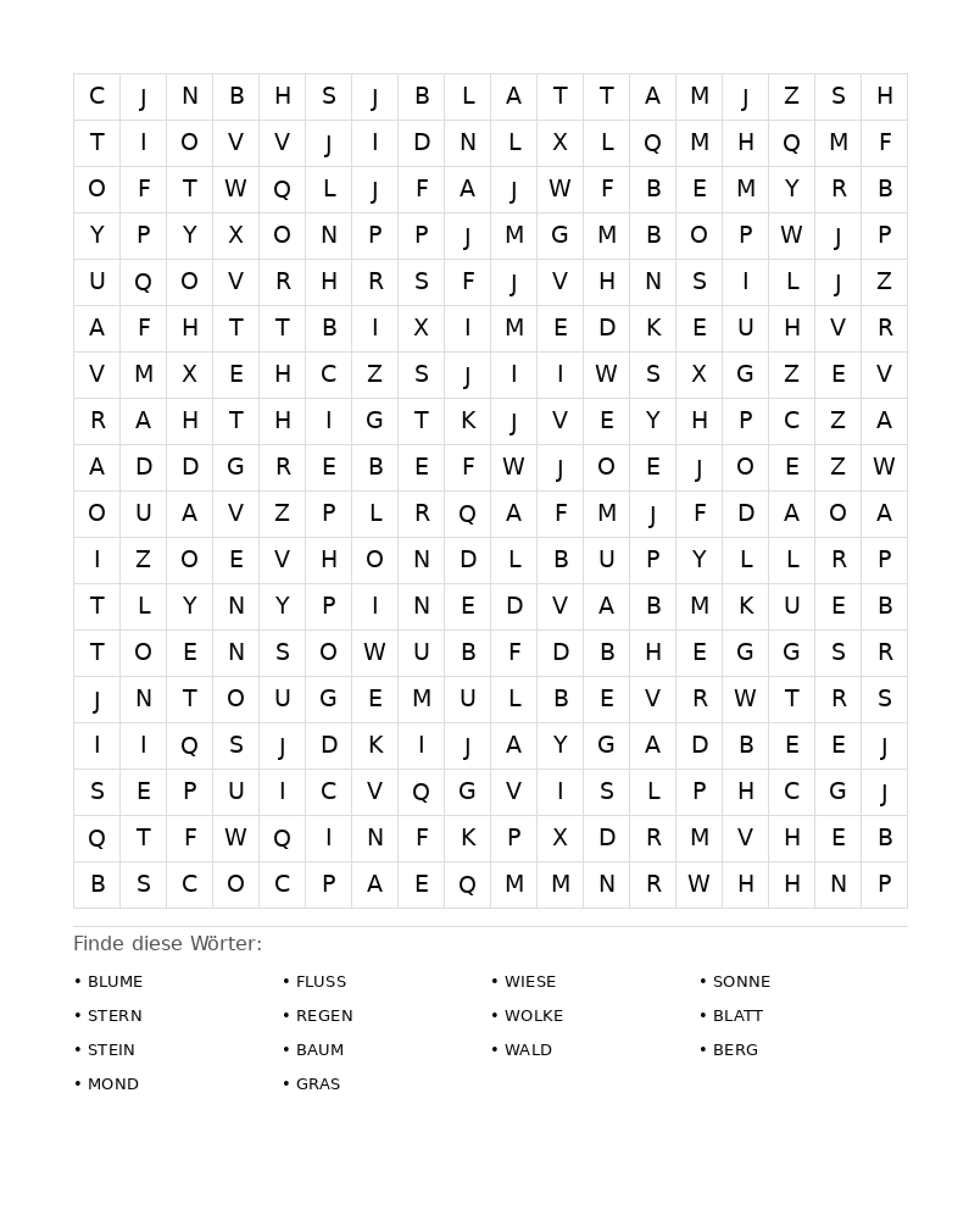 Wortsuchrätsel Wortsuchrätsel: Natur für Erwachsene aus der Kategorie Wortsuchrätsel - kostenlos ausdrucken