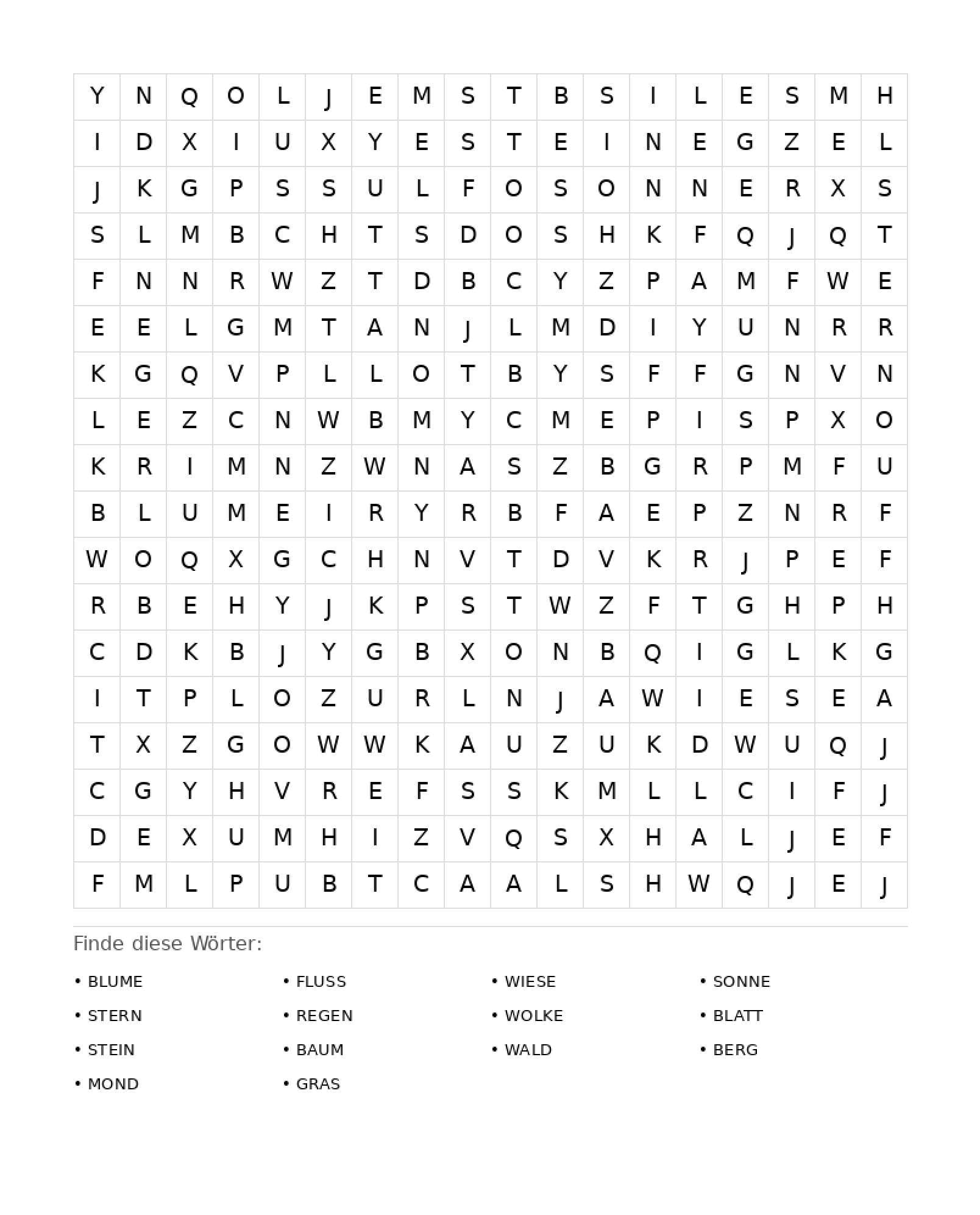 Wortsuchrätsel Wortsuchrätsel: Natur für Erwachsene aus der Kategorie Wortsuchrätsel - kostenlos ausdrucken