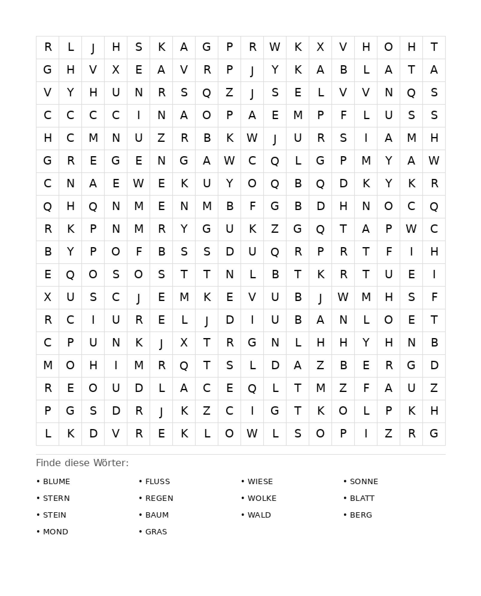 Wortsuchrätsel Wortsuchrätsel: Natur für Erwachsene aus der Kategorie Wortsuchrätsel - kostenlos ausdrucken