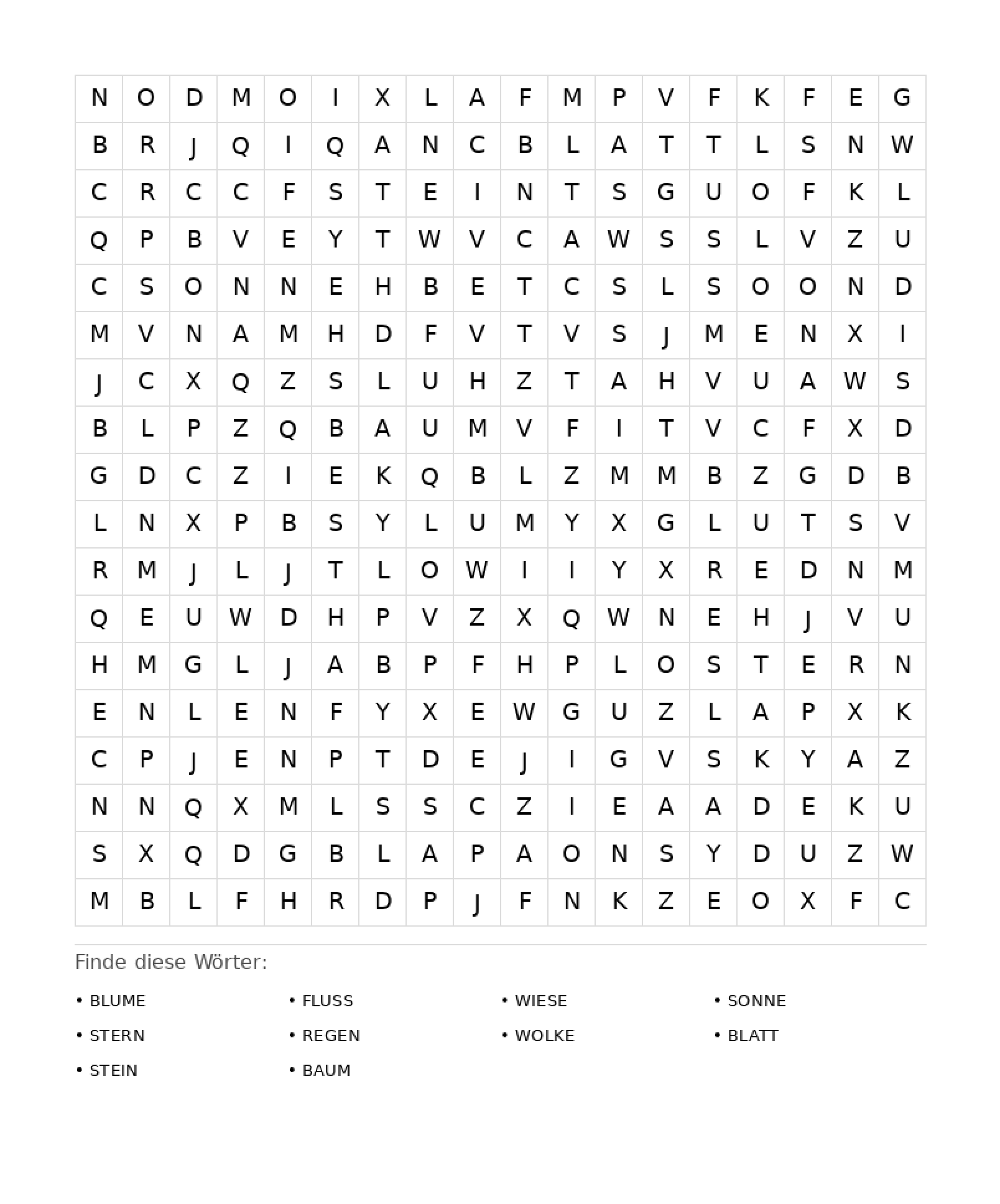 Wortsuchrätsel Wortsuchrätsel: Natur für Erwachsene aus der Kategorie Wortsuchrätsel - kostenlos ausdrucken