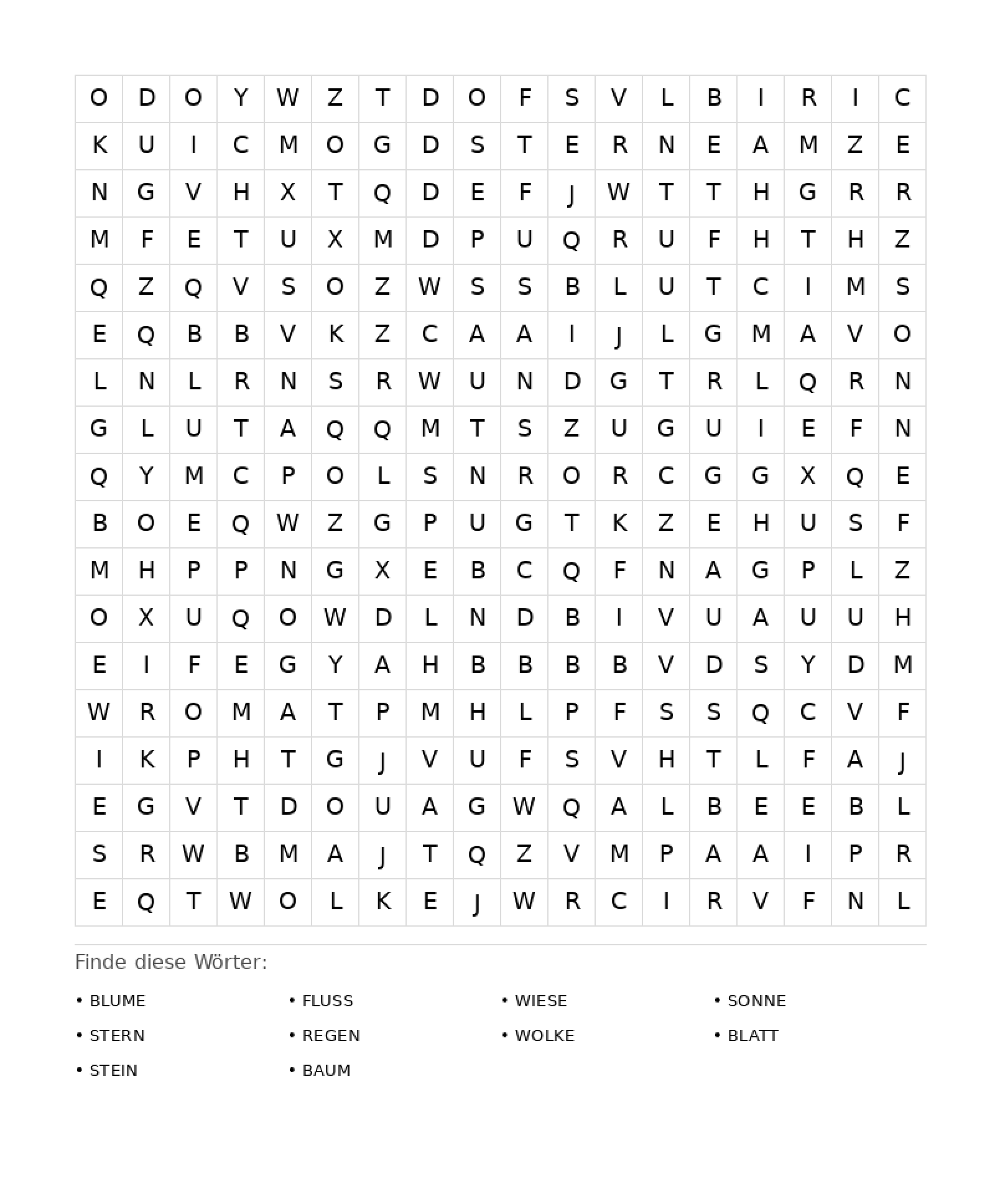 Wortsuchrätsel Wortsuchrätsel: Natur für Erwachsene aus der Kategorie Wortsuchrätsel - kostenlos ausdrucken
