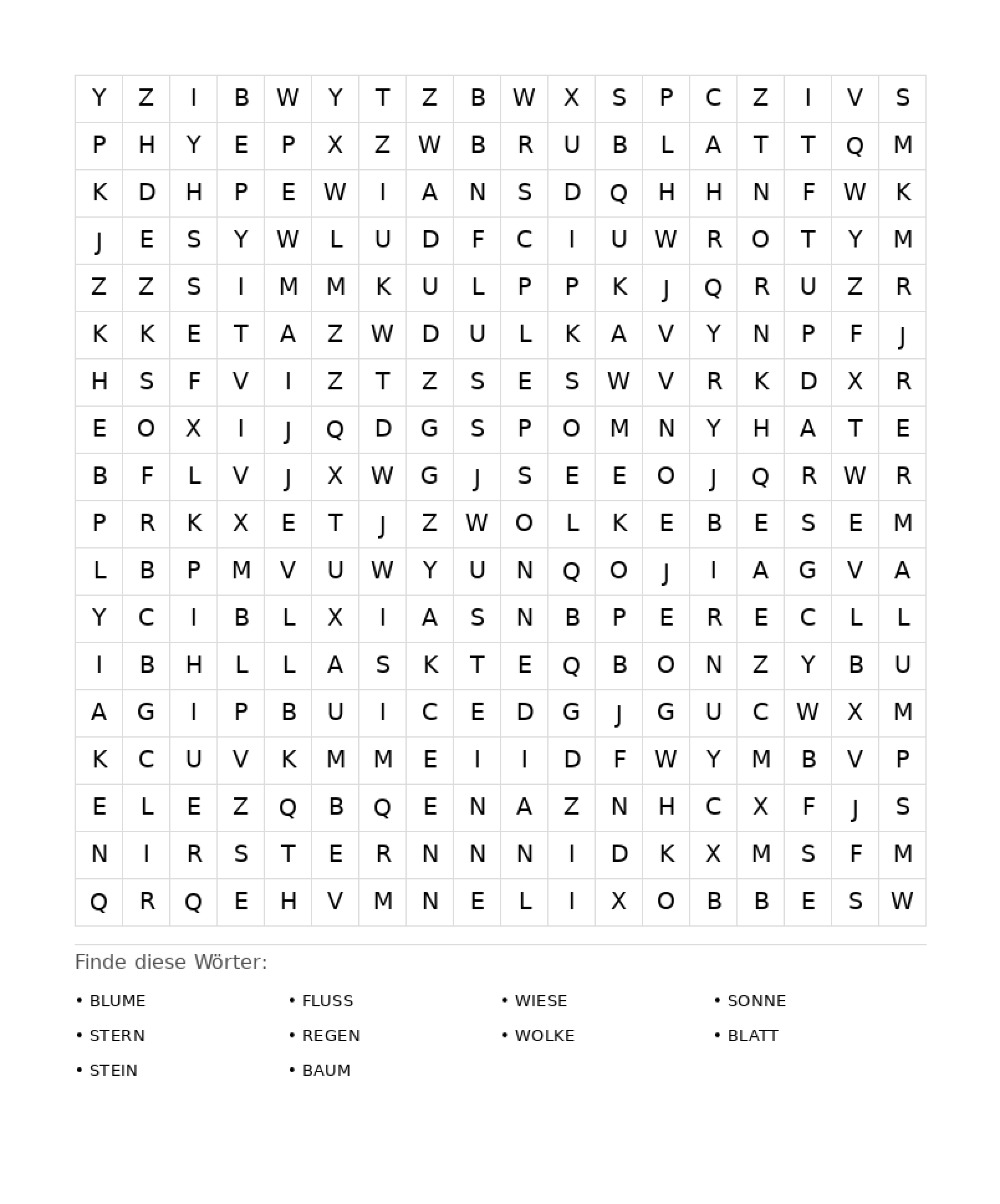 Wortsuchrätsel Wortsuchrätsel: Natur für Erwachsene aus der Kategorie Wortsuchrätsel - kostenlos ausdrucken