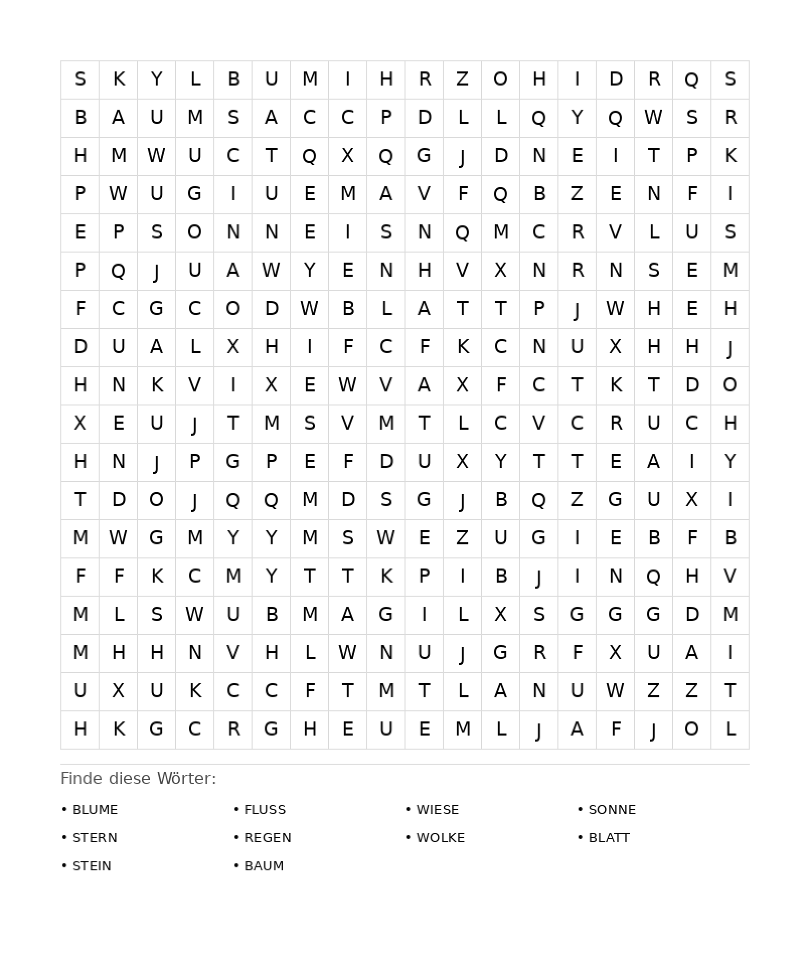 Wortsuchrätsel Wortsuchrätsel: Natur für Erwachsene aus der Kategorie Wortsuchrätsel - kostenlos ausdrucken