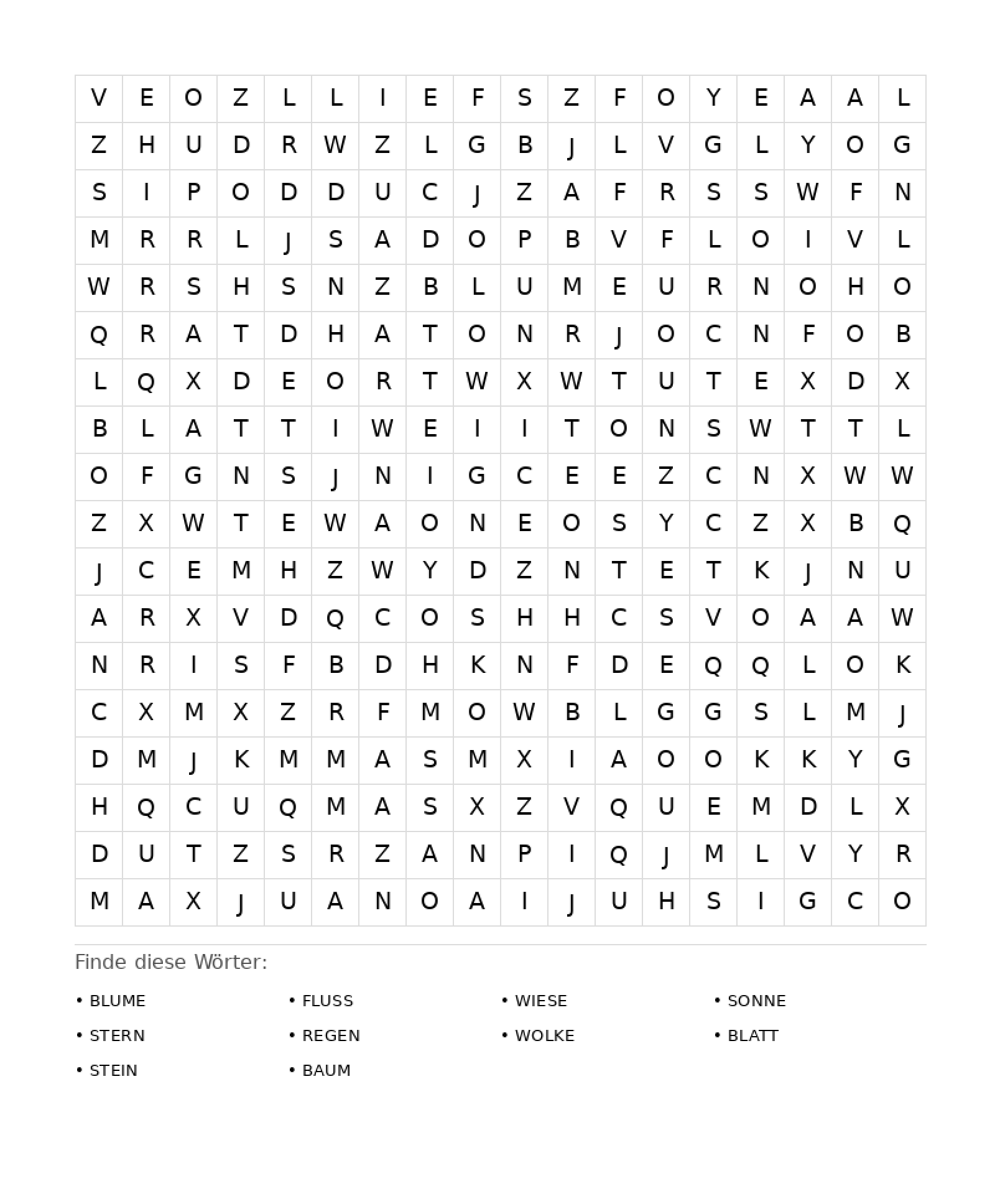 Wortsuchrätsel Wortsuchrätsel: Natur für Erwachsene aus der Kategorie Wortsuchrätsel - kostenlos ausdrucken