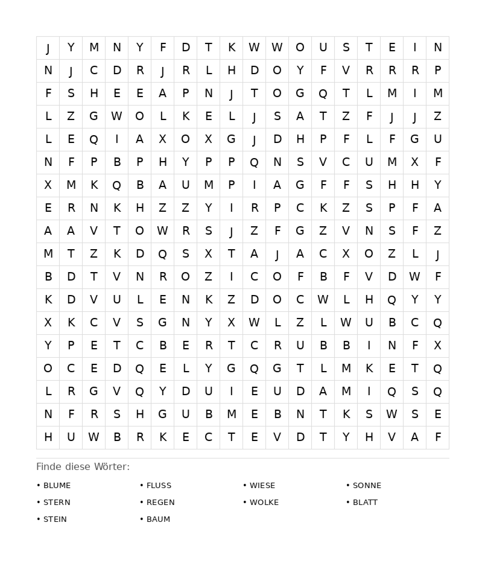 Wortsuchrätsel Wortsuchrätsel: Natur für Erwachsene aus der Kategorie Wortsuchrätsel - kostenlos ausdrucken