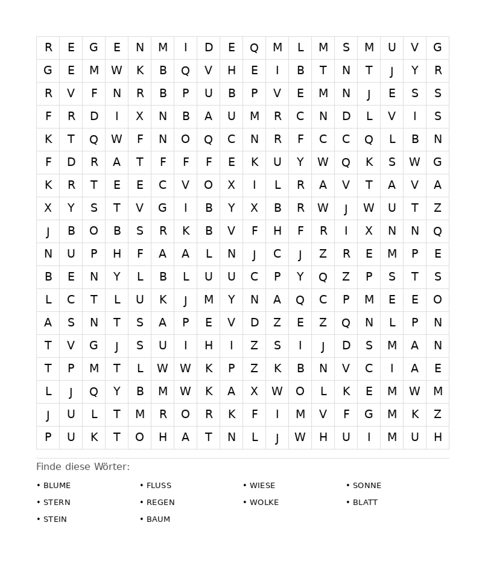 Wortsuchrätsel Wortsuchrätsel: Natur für Erwachsene aus der Kategorie Wortsuchrätsel - kostenlos ausdrucken