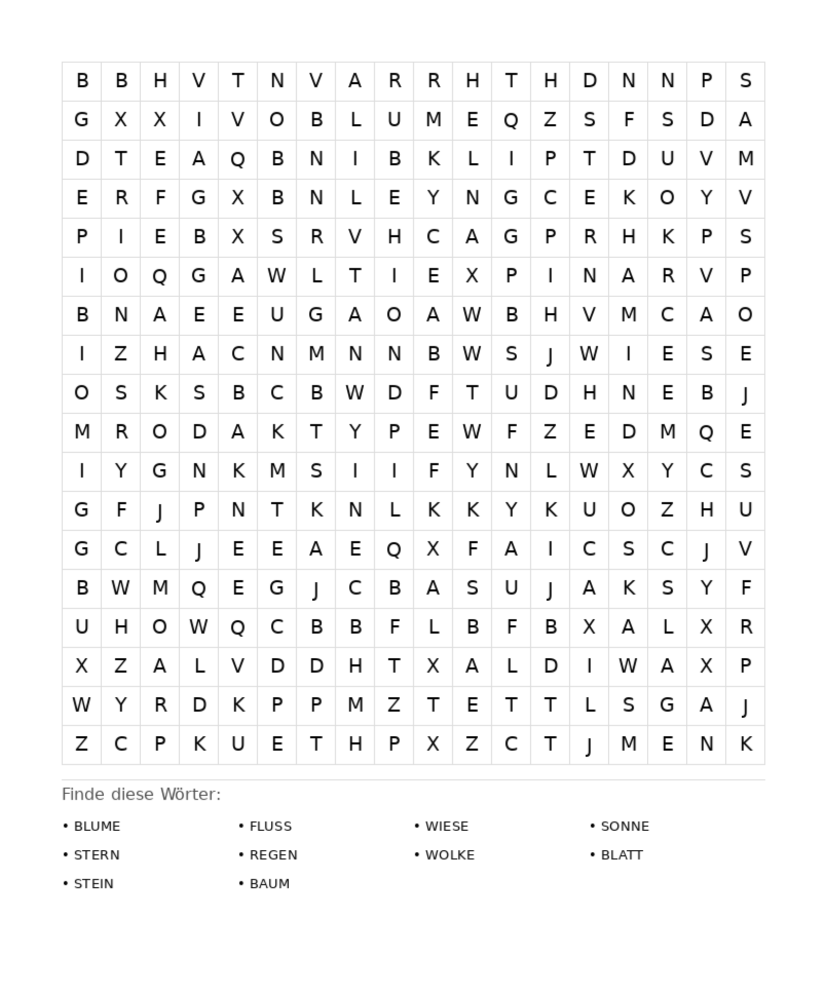 Wortsuchrätsel Wortsuchrätsel: Natur für Erwachsene aus der Kategorie Wortsuchrätsel - kostenlos ausdrucken