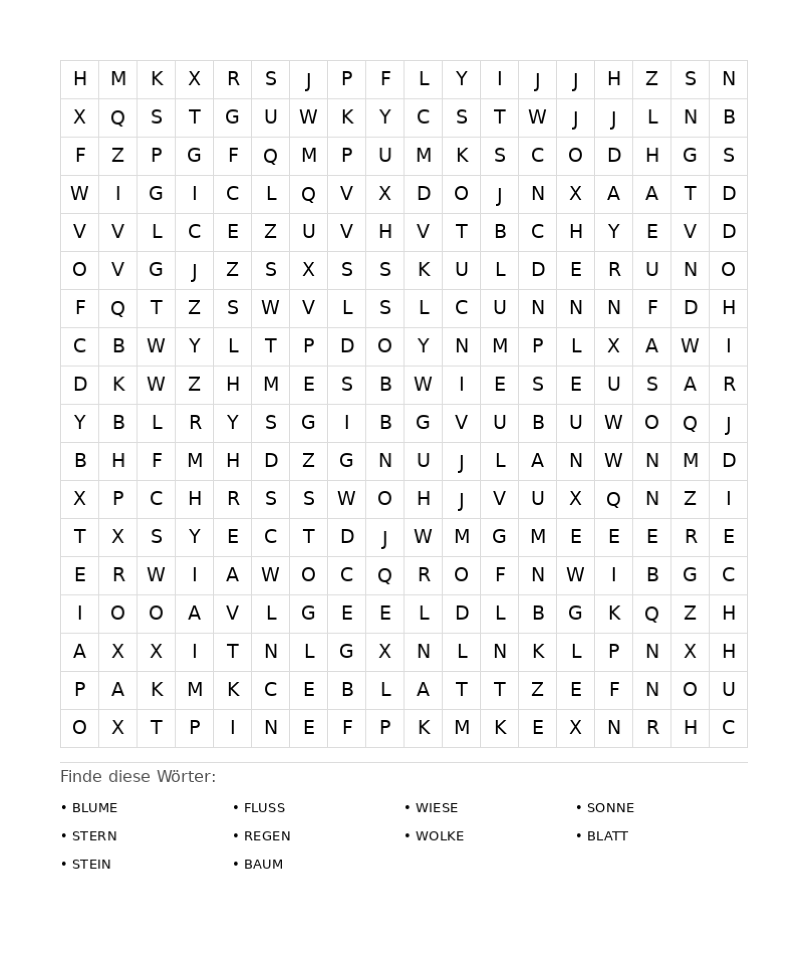 Wortsuchrätsel Wortsuchrätsel: Natur für Erwachsene aus der Kategorie Wortsuchrätsel - kostenlos ausdrucken