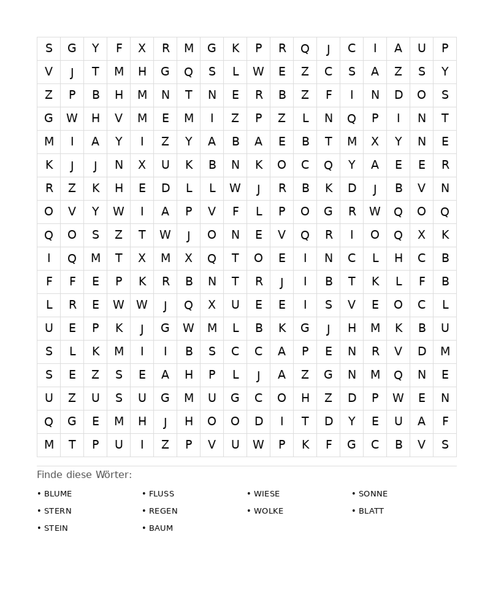 Wortsuchrätsel Wortsuchrätsel: Natur für Erwachsene aus der Kategorie Wortsuchrätsel - kostenlos ausdrucken