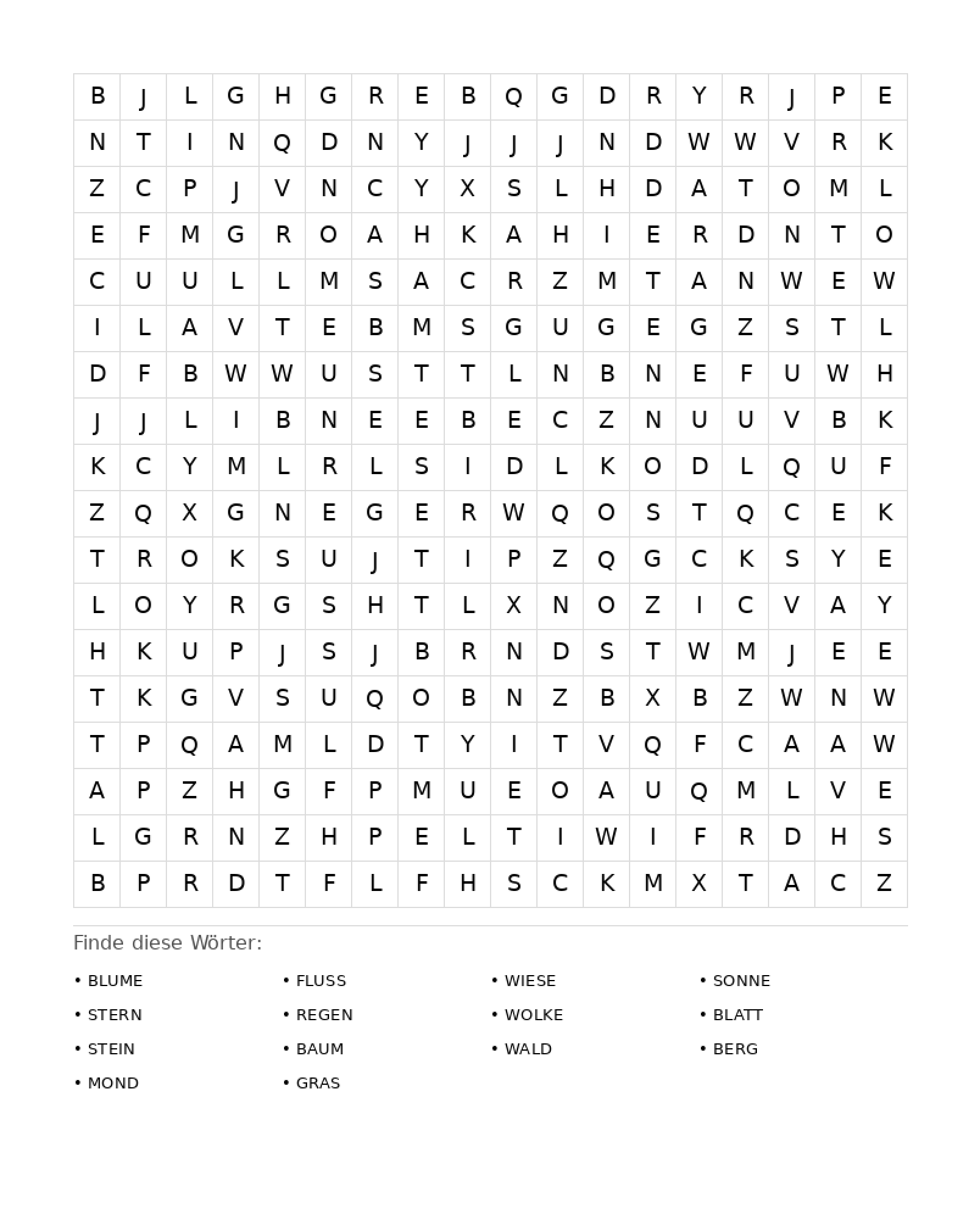 Wortsuchrätsel Wortsuchrätsel: Natur für Erwachsene aus der Kategorie Wortsuchrätsel - kostenlos ausdrucken