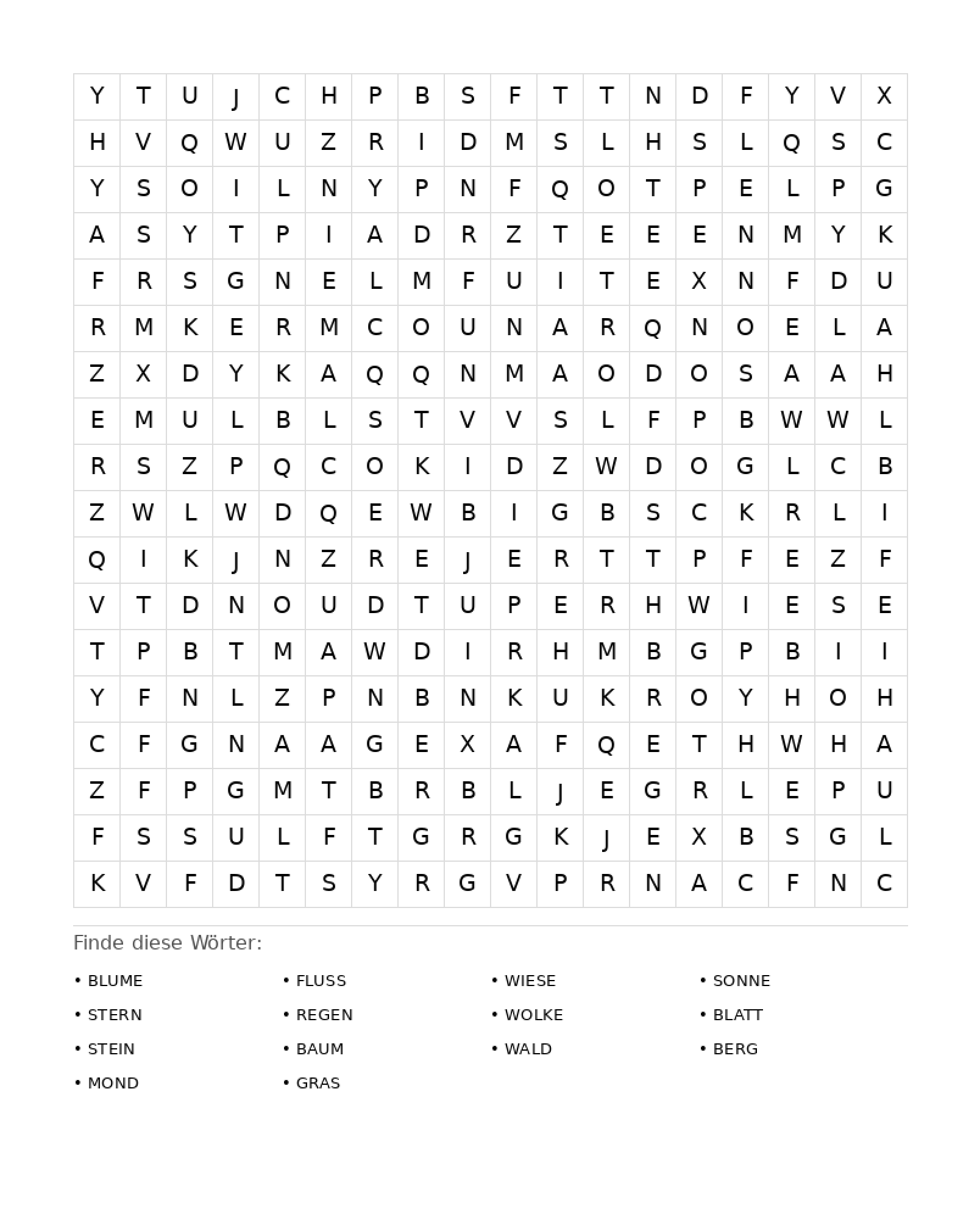 Wortsuchrätsel Wortsuchrätsel: Natur für Erwachsene aus der Kategorie Wortsuchrätsel - kostenlos ausdrucken