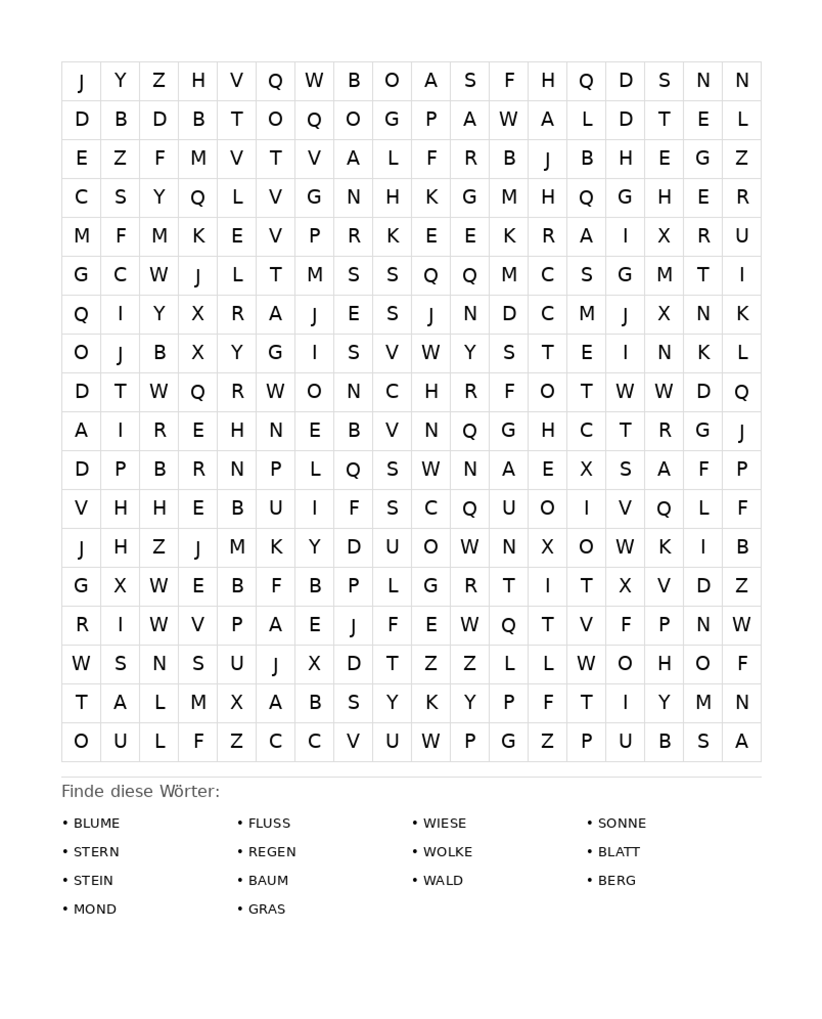 Wortsuchrätsel Wortsuchrätsel: Natur für Erwachsene aus der Kategorie Wortsuchrätsel - kostenlos ausdrucken