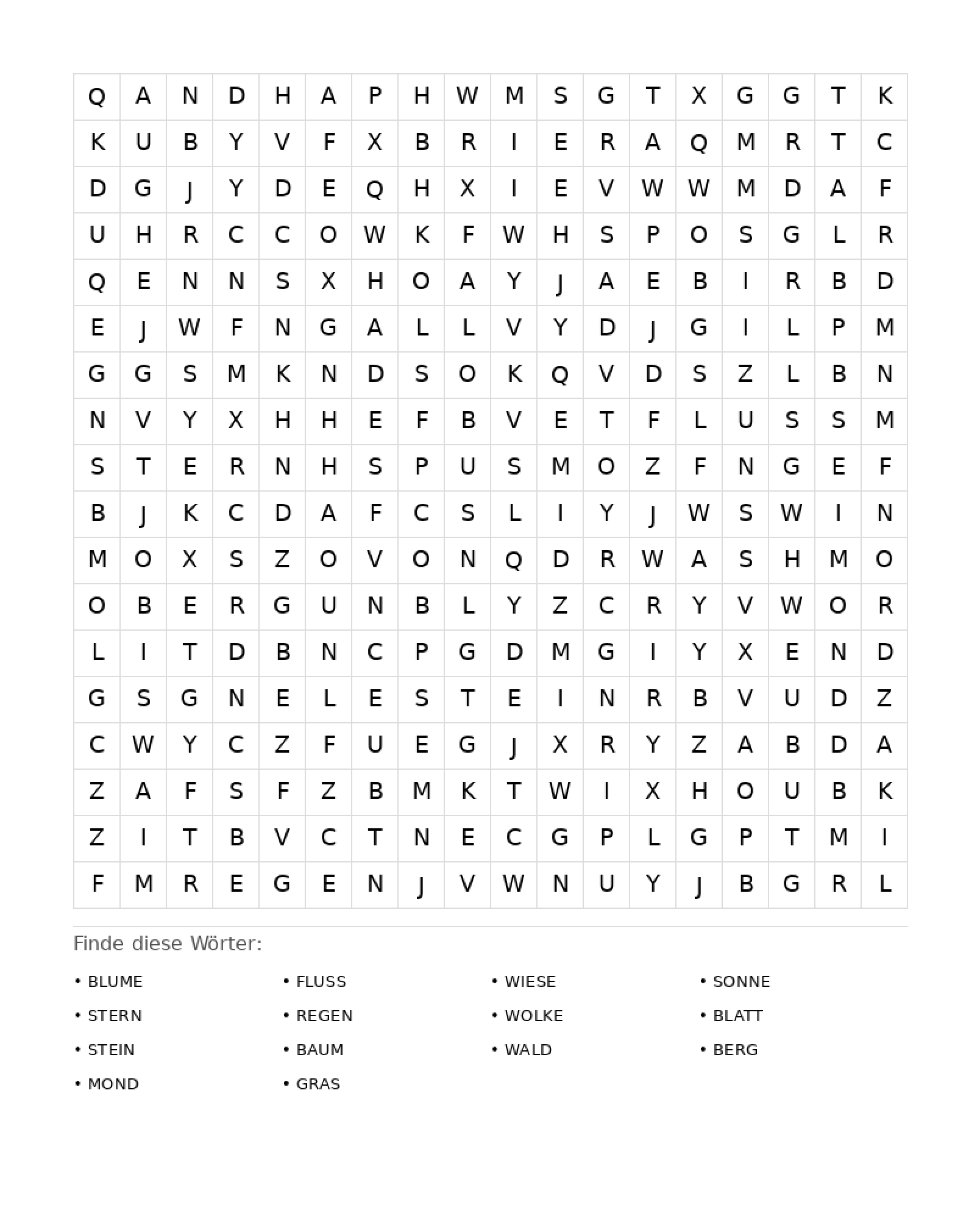 Wortsuchrätsel Wortsuchrätsel: Natur für Erwachsene aus der Kategorie Wortsuchrätsel - kostenlos ausdrucken