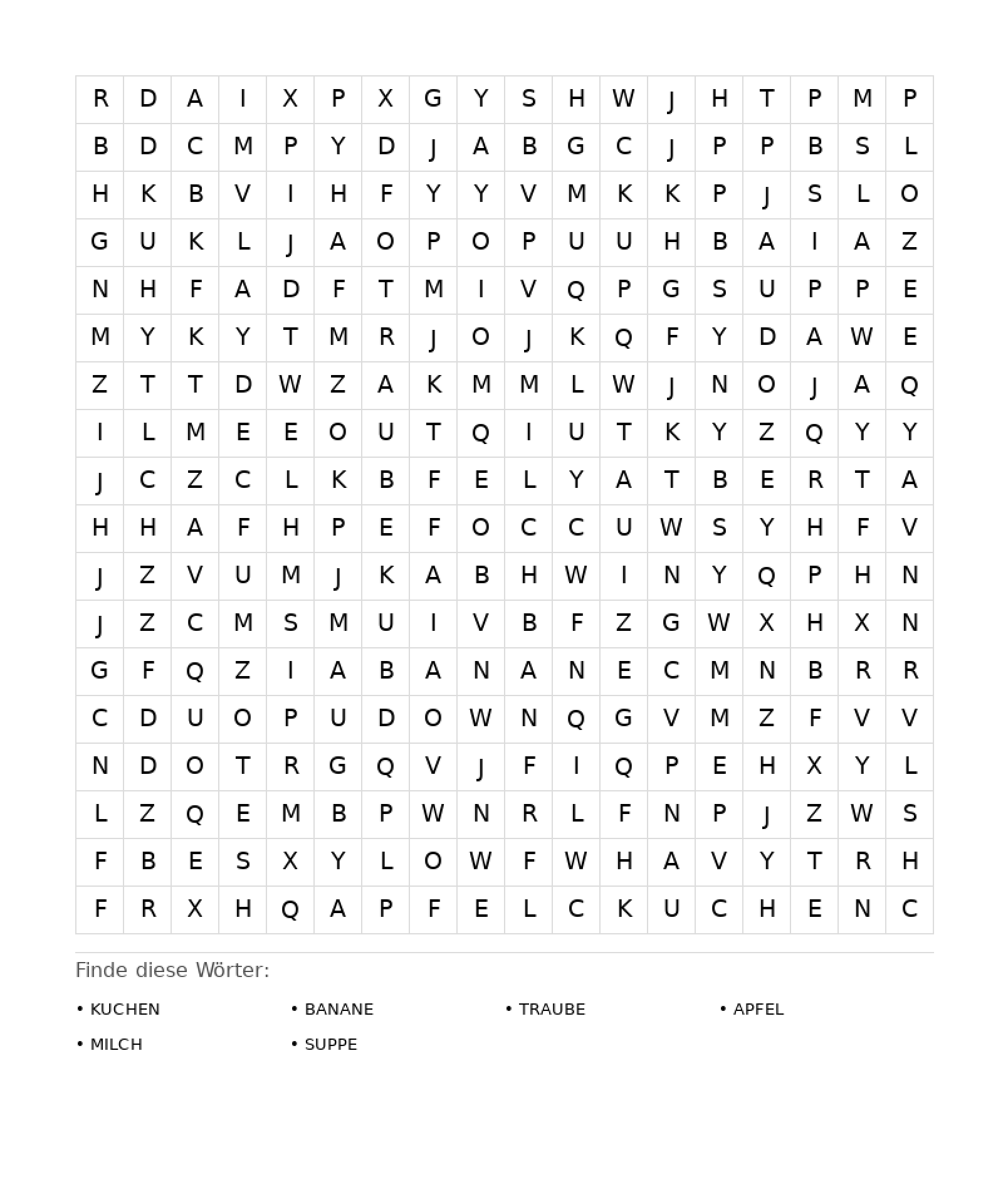Wortsuchrätsel Wortsuchrätsel: Essen für Erwachsene aus der Kategorie Wortsuchrätsel - kostenlos ausdrucken