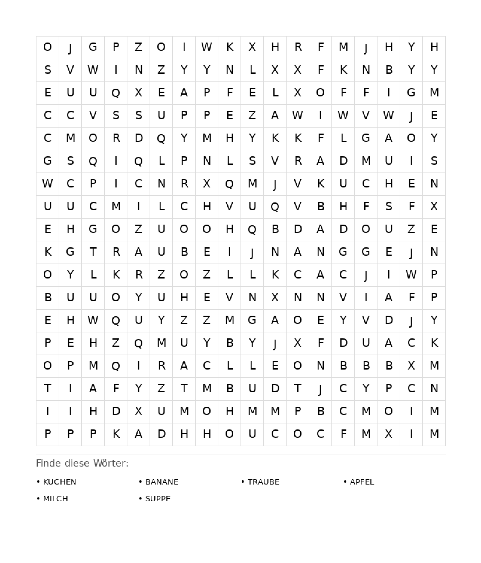 Wortsuchrätsel Wortsuchrätsel: Essen für Erwachsene aus der Kategorie Wortsuchrätsel - kostenlos ausdrucken