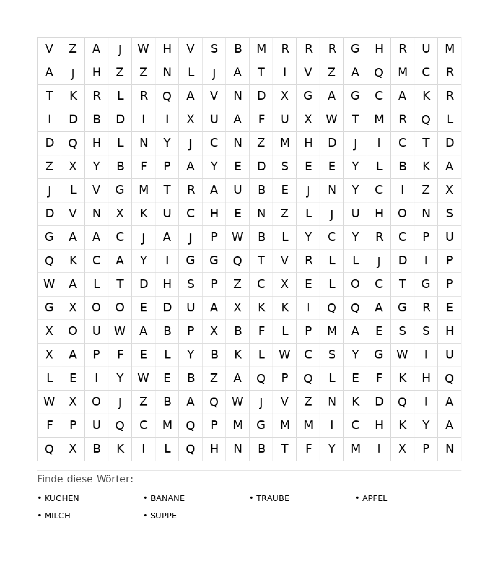 Wortsuchrätsel Wortsuchrätsel: Essen für Erwachsene aus der Kategorie Wortsuchrätsel - kostenlos ausdrucken
