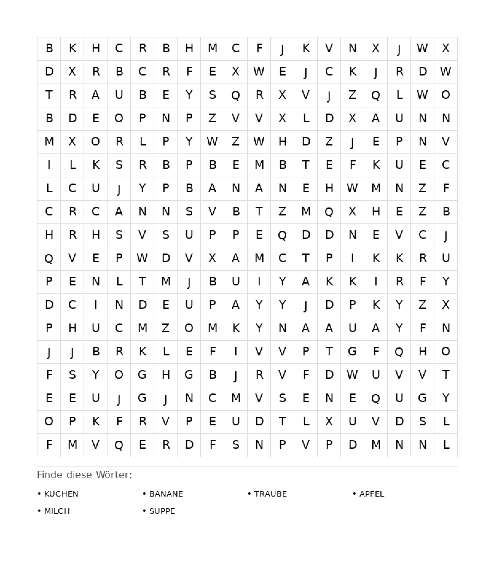 Wortsuchrätsel Wortsuchrätsel: Essen für Erwachsene aus der Kategorie Wortsuchrätsel - kostenlos ausdrucken