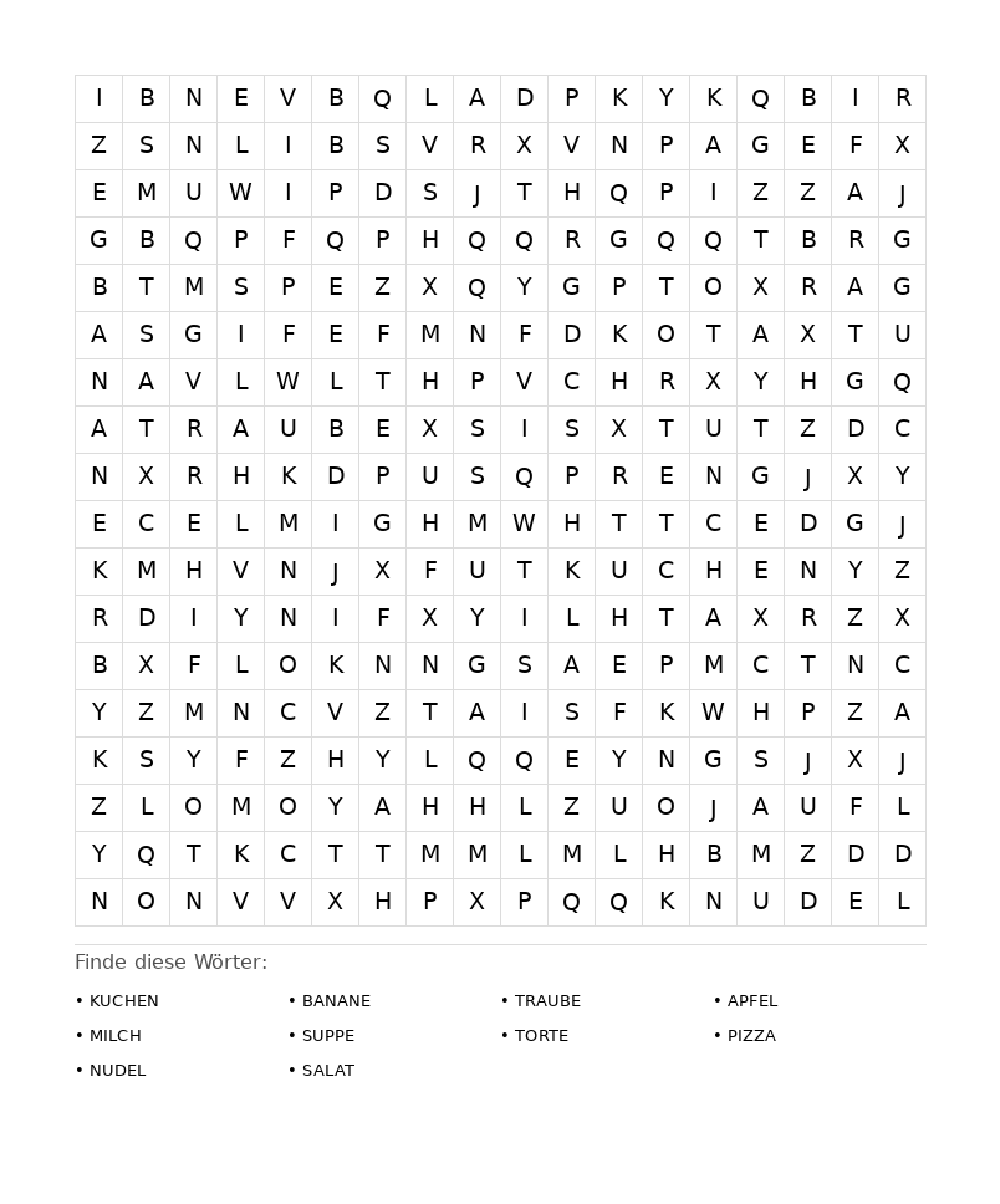 Wortsuchrätsel Wortsuchrätsel: Essen für Erwachsene aus der Kategorie Wortsuchrätsel - kostenlos ausdrucken