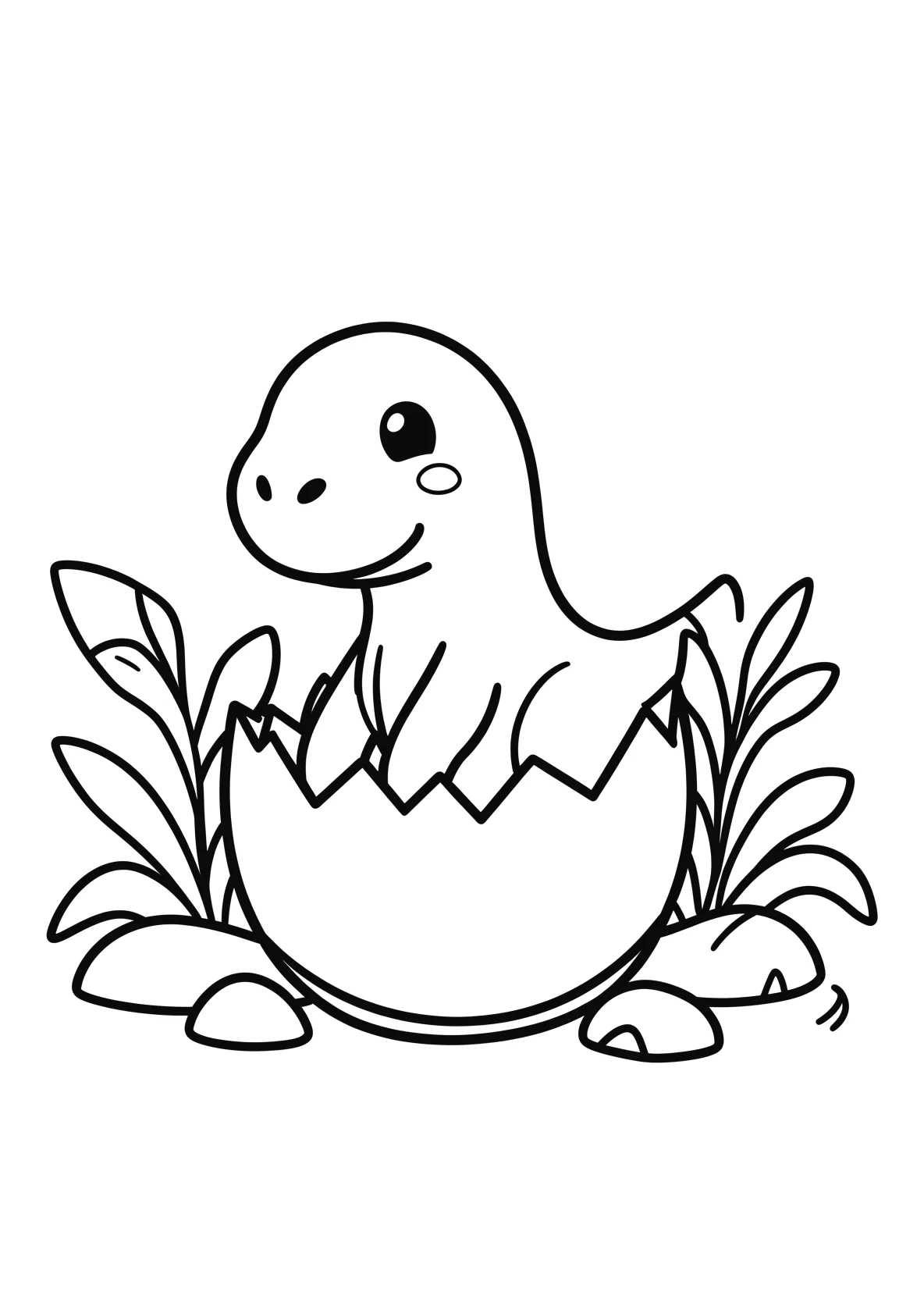 Ausmalbild Kleiner Dinosaurier schlüpft aus einem Ei mit - Ausmalbild aus der Kategorie Tiere - kostenlos ausdrucken