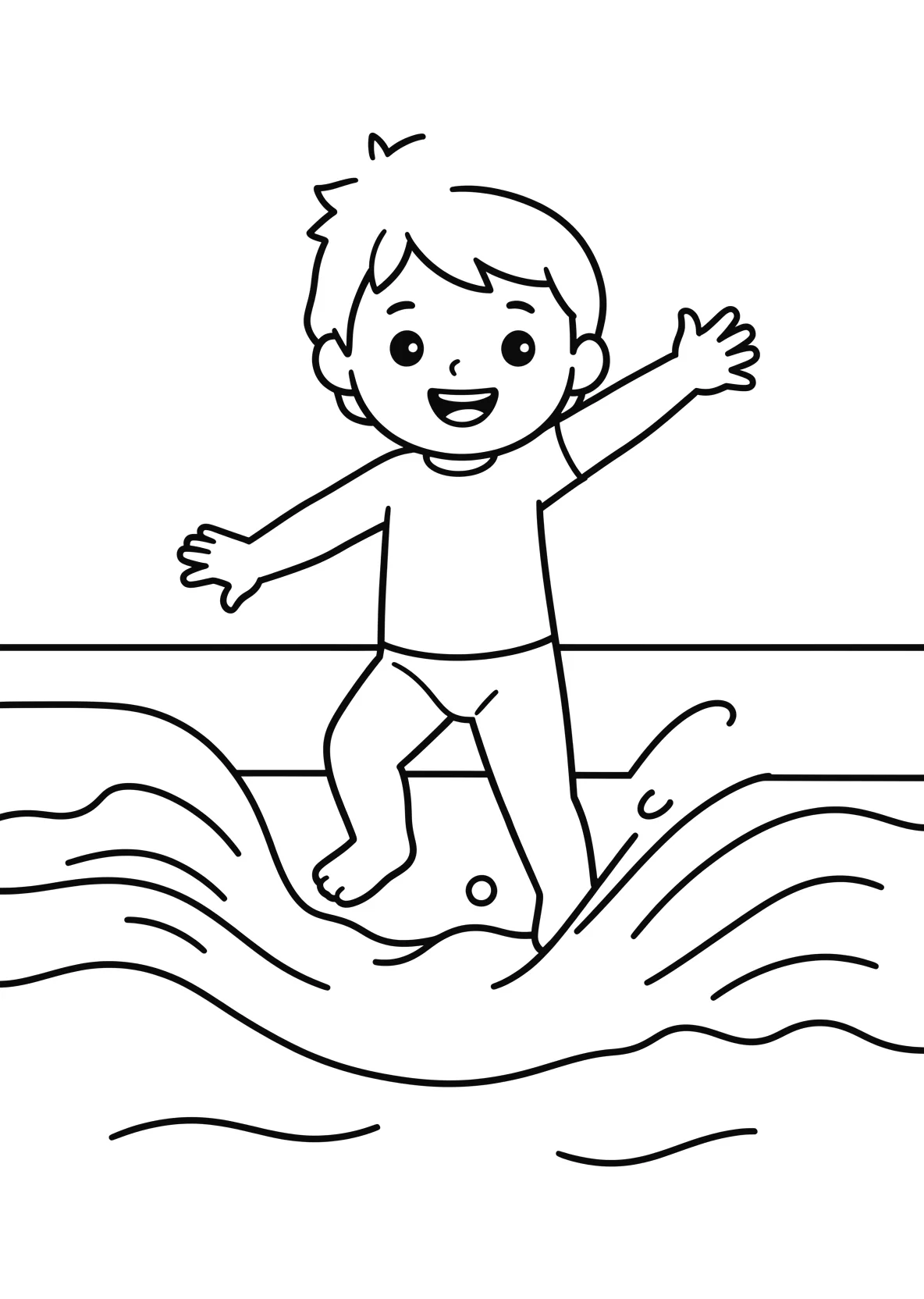 Ausmalbild Kind springt vom Beckenrand ins Schwimmbad mit - Ausmalbild aus der Kategorie Sport - kostenlos ausdrucken