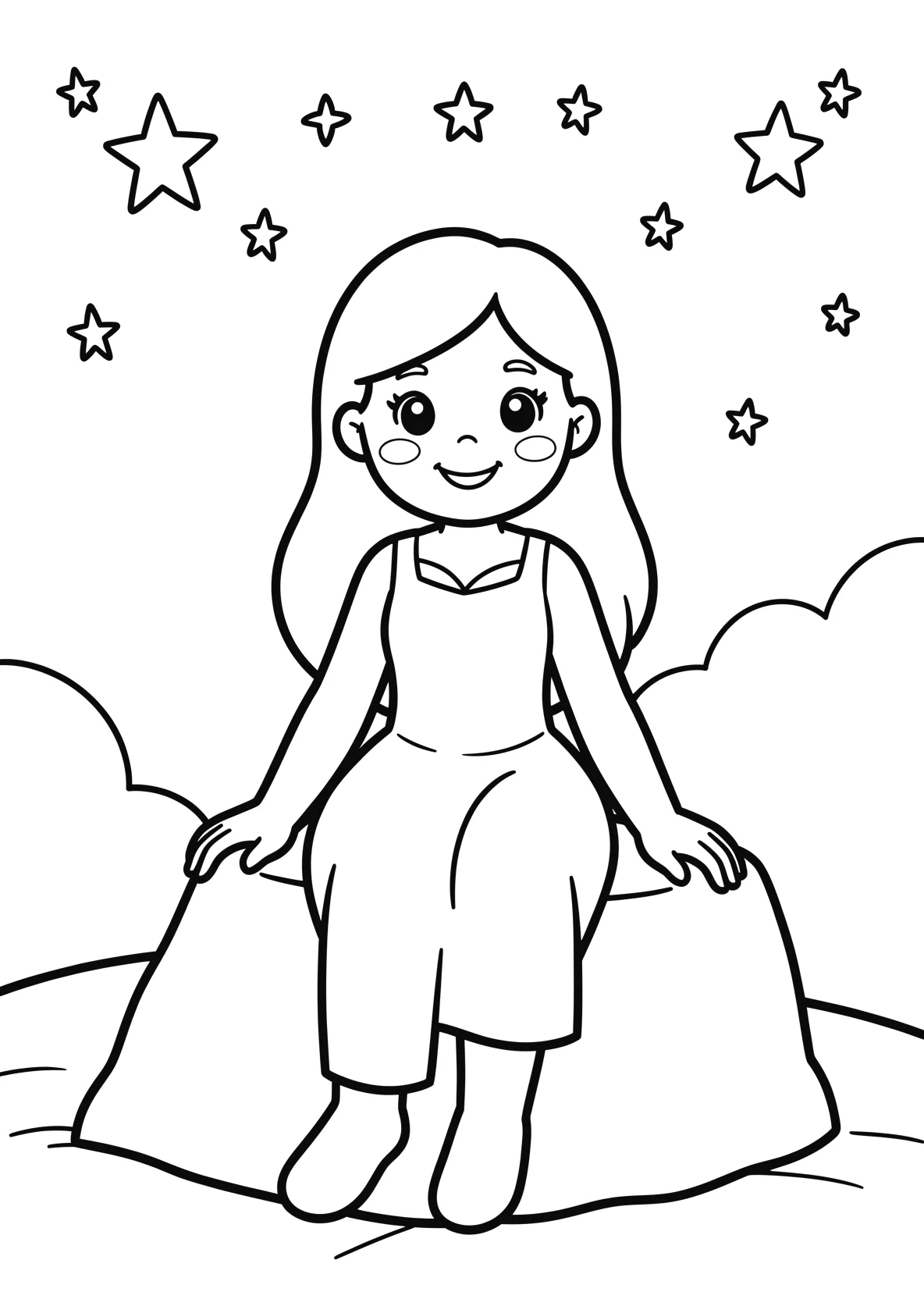 Ausmalbild Meerprinzessin sitzt auf einem Felsen unter dem - Ausmalbild aus der Kategorie Maerchen - kostenlos ausdrucken