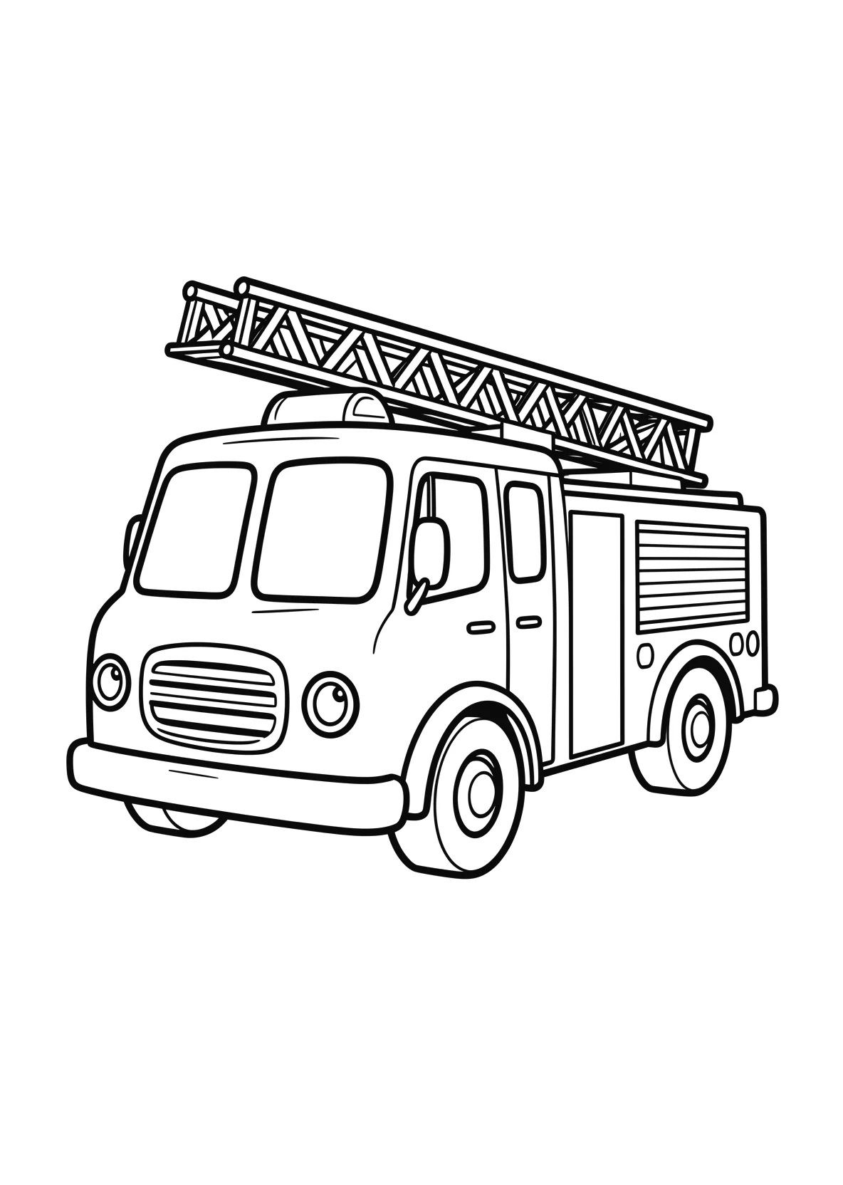 Ausmalbild Feuerwehrauto für Kindergartenkinder - kostenlos ausdrucken