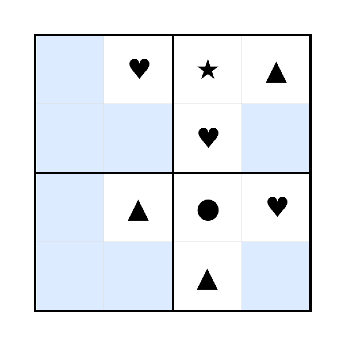 Sudoku-Rätsel Sudoku 4x4 (mittel) für Kindergarten aus der Kategorie Sudoku - kostenlos ausdrucken
