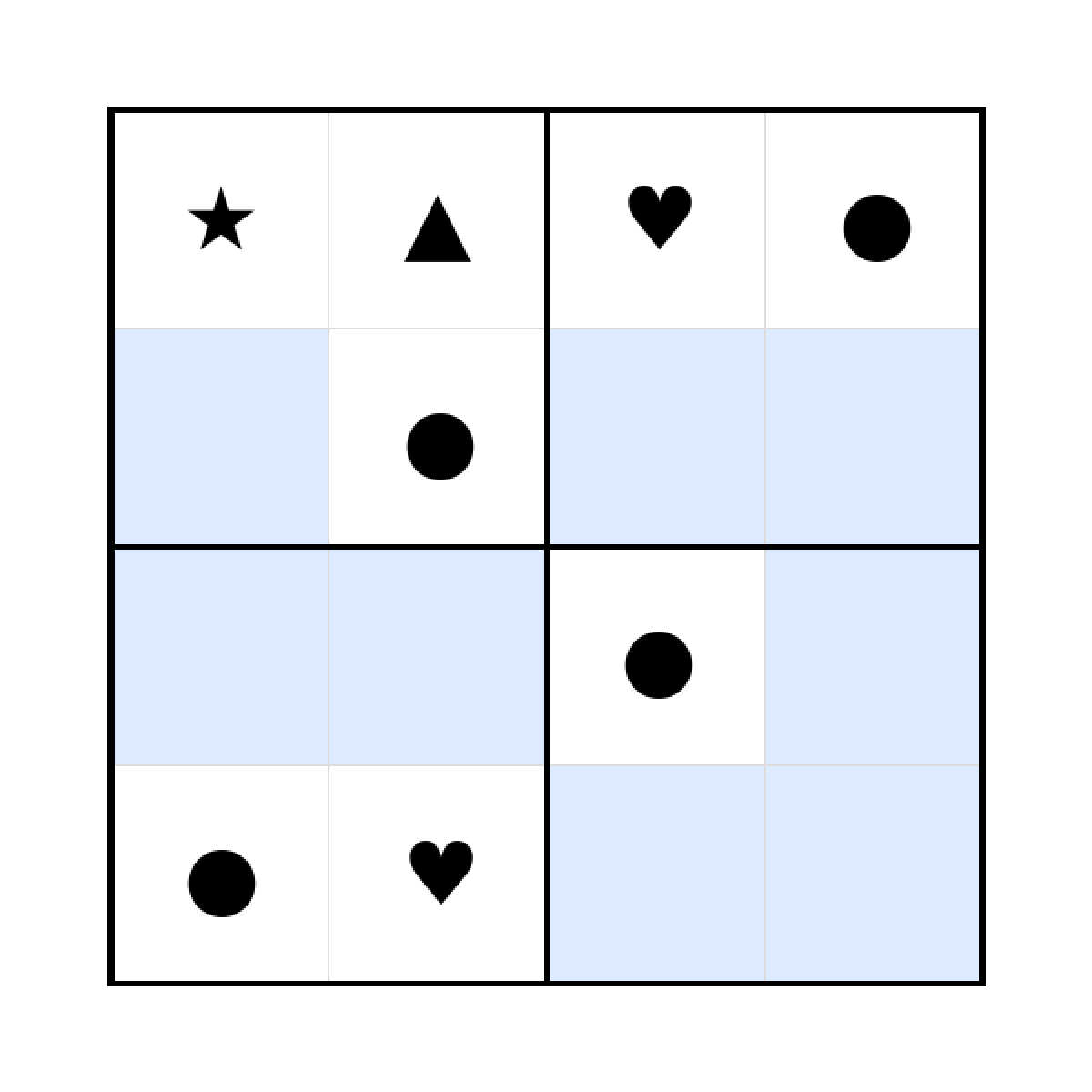 Sudoku-Rätsel Sudoku 4x4 (mittel) für Kindergarten aus der Kategorie Sudoku - kostenlos ausdrucken